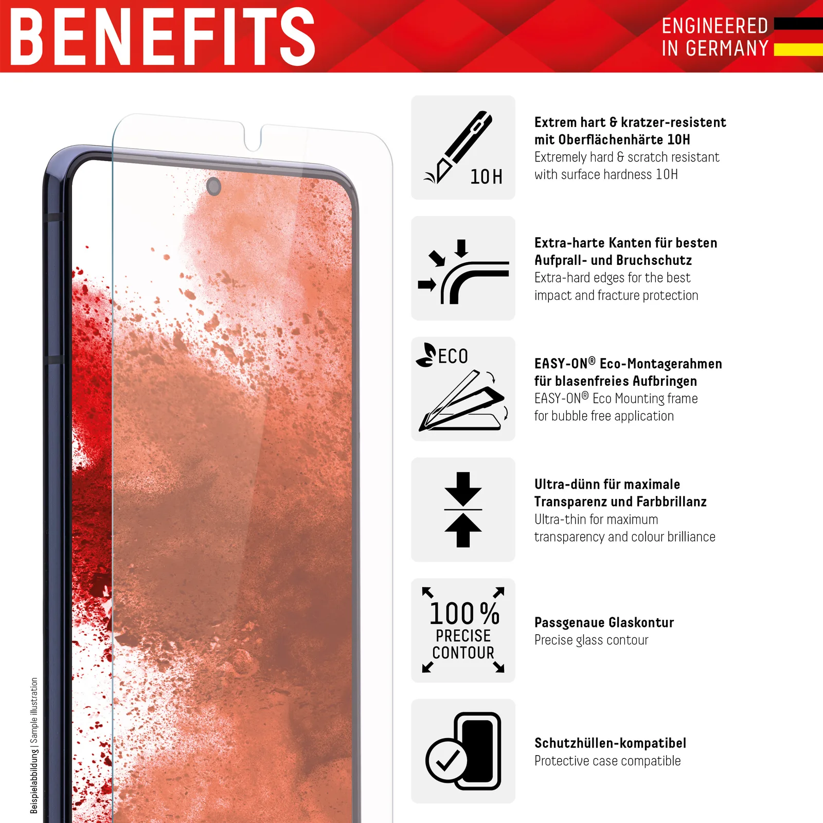 Displex Screen Protector (10H) for Samsung Galaxy A14 5G, Eco Mounting Frame, scratch resistant 01800 Thumbnail 1