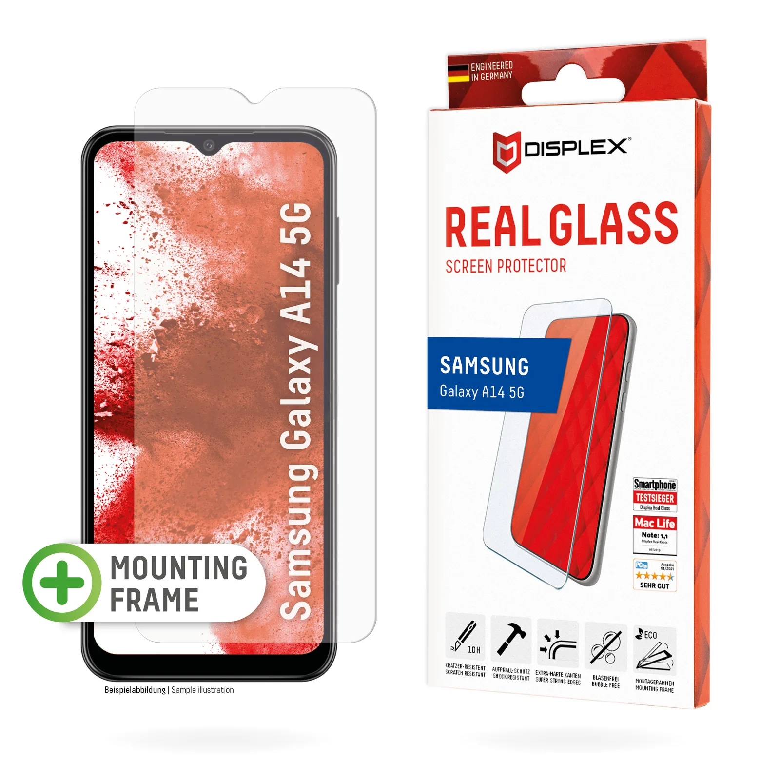 Displex Screen Protector (10H) for Samsung Galaxy A14 5G, Eco Mounting Frame, scratch resistant 01800 Thumbnail 0