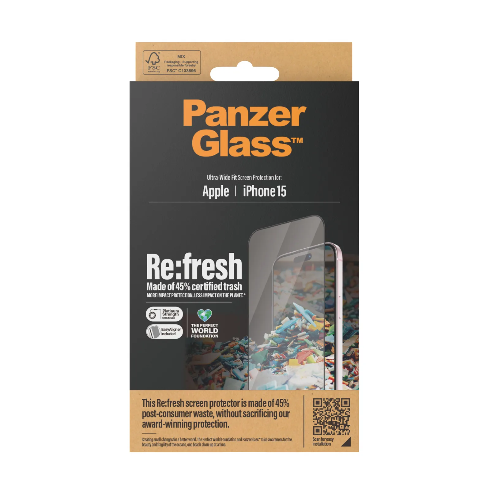 PanzerGlass® Re:fresh Screen Protector iPhone 15 | Ultra-Wide Fit w. EasyAligner 2821 Thumbnail 2