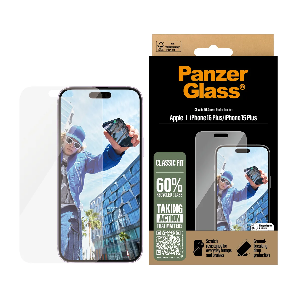 PanzerGlass® Screen Protector iPhone 16 Plus | 15 Plus | Classic Fit 2875 Thumbnail 2