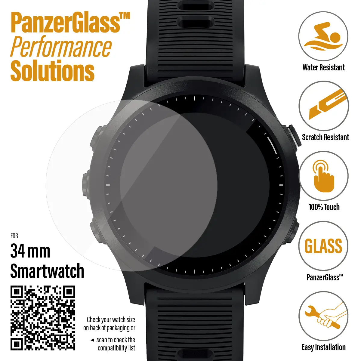 PanzerGlass® SmartWatch 34mm | Screen Protector Glass 3606 Ekran Koruyucu