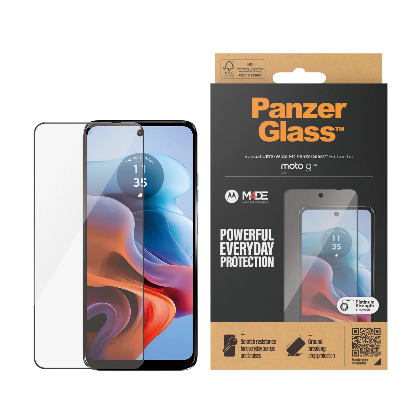 PanzerGlass® Screen Protector Motorola moto g34 5G | Ultra-Wide Fit 6584 Thumbnail 2