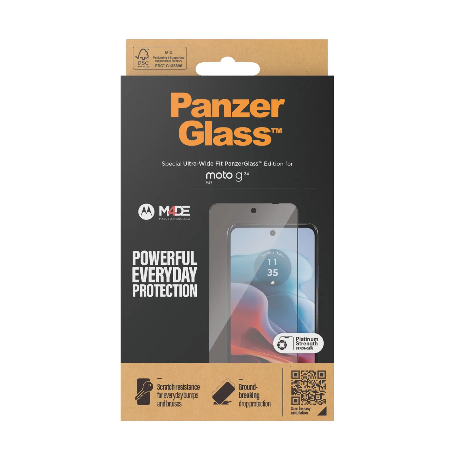 PanzerGlass® Screen Protector Motorola moto g34 5G | Ultra-Wide Fit 6584 Thumbnail 4