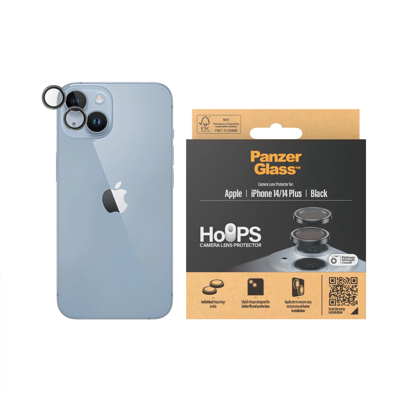 PanzerGlass® Hoops® Camera Lens Protector Black iPhone 14 | 14 Plus 1140 Thumbnail 1