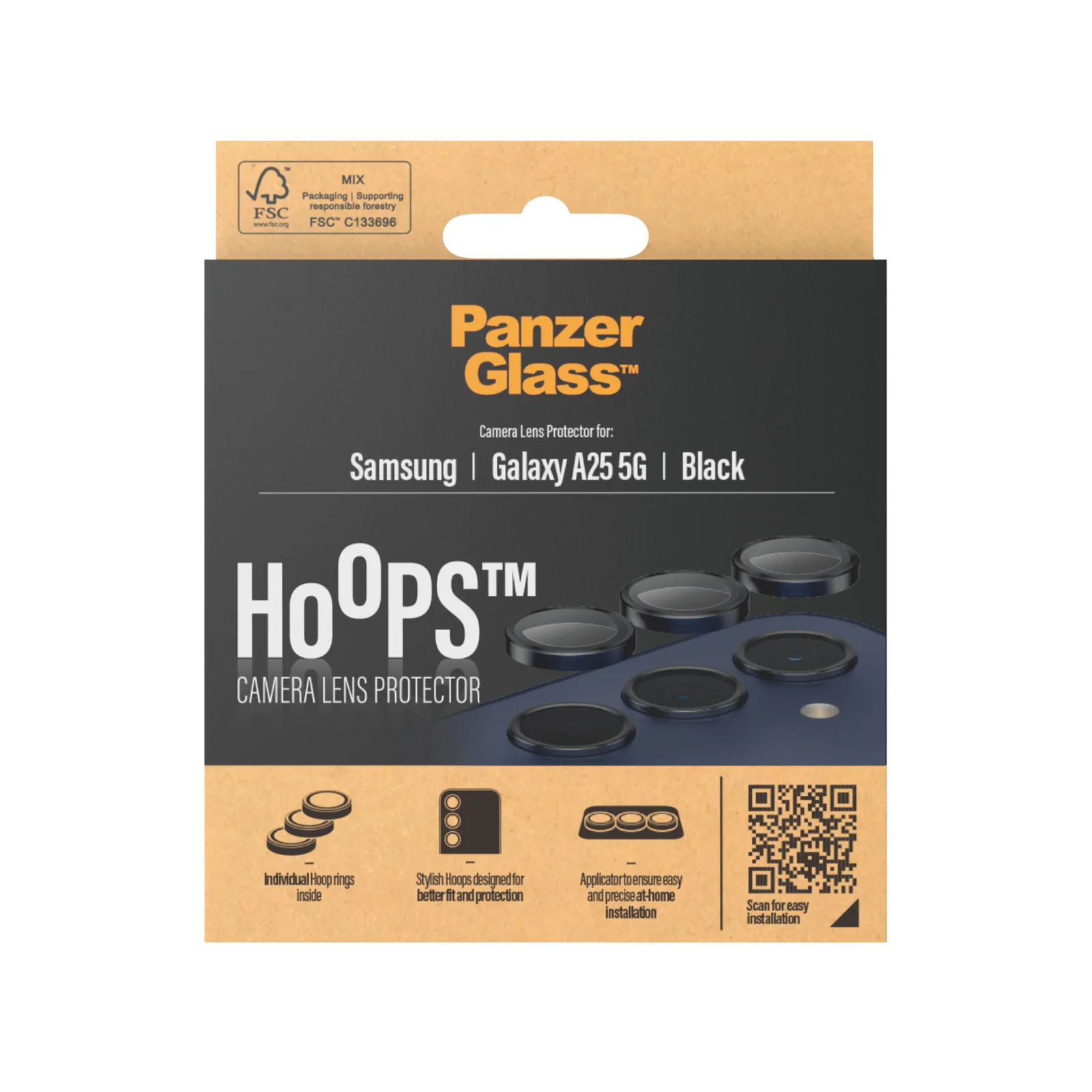 PanzerGlass® Hoops® Camera Lens Protector Black Samsung Galaxy A25 5G 1225 Thumbnail 3