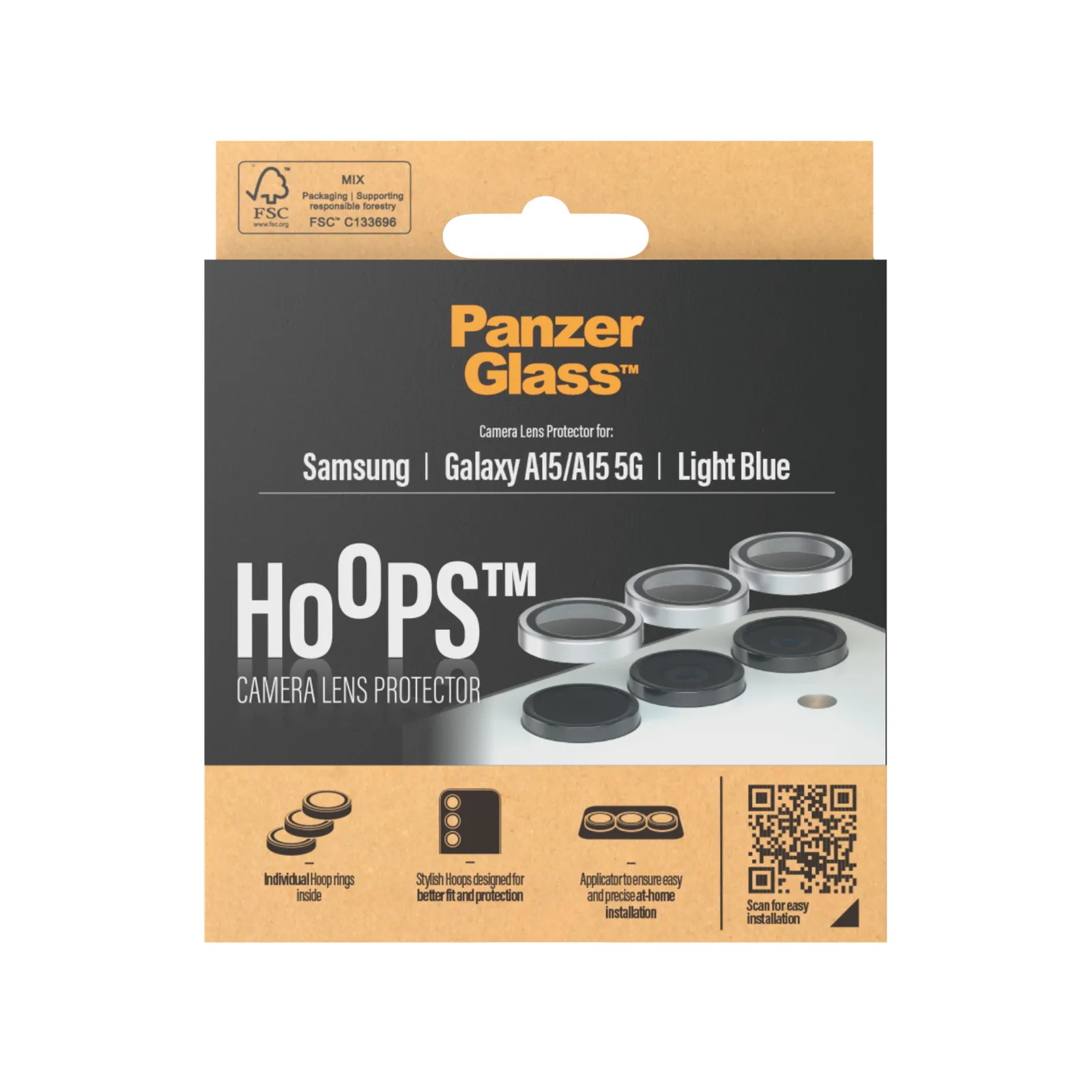 PanzerGlass® Hoops® Camera Lens Protector Light Blue Samsung Galaxy A15 | A15 5G 1232 Thumbnail 3