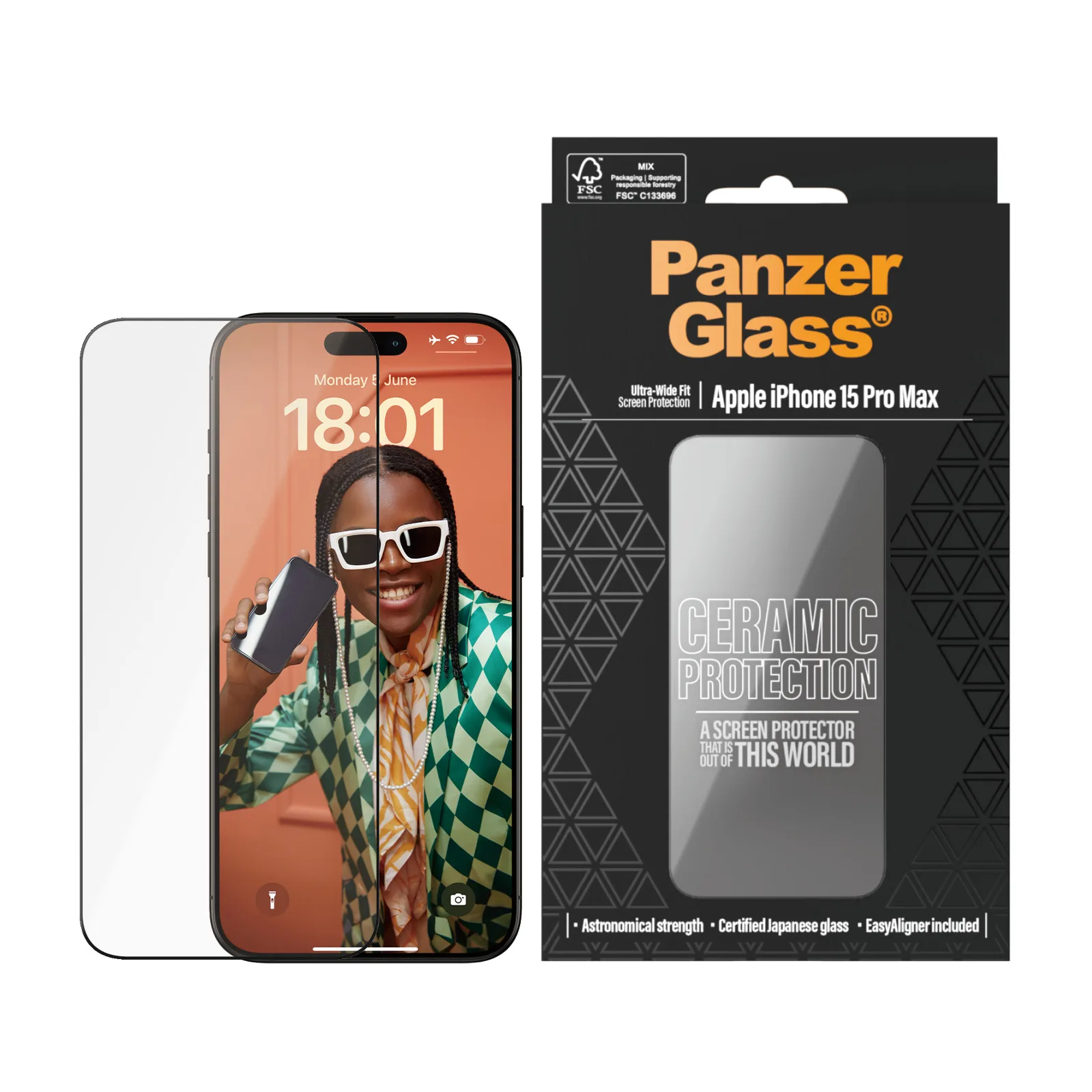 PanzerGlass® Ceramic Protection for iPhone 15 Pro Max | Ultra-Wide Fit w. EasyAligner 2840 Thumbnail 1