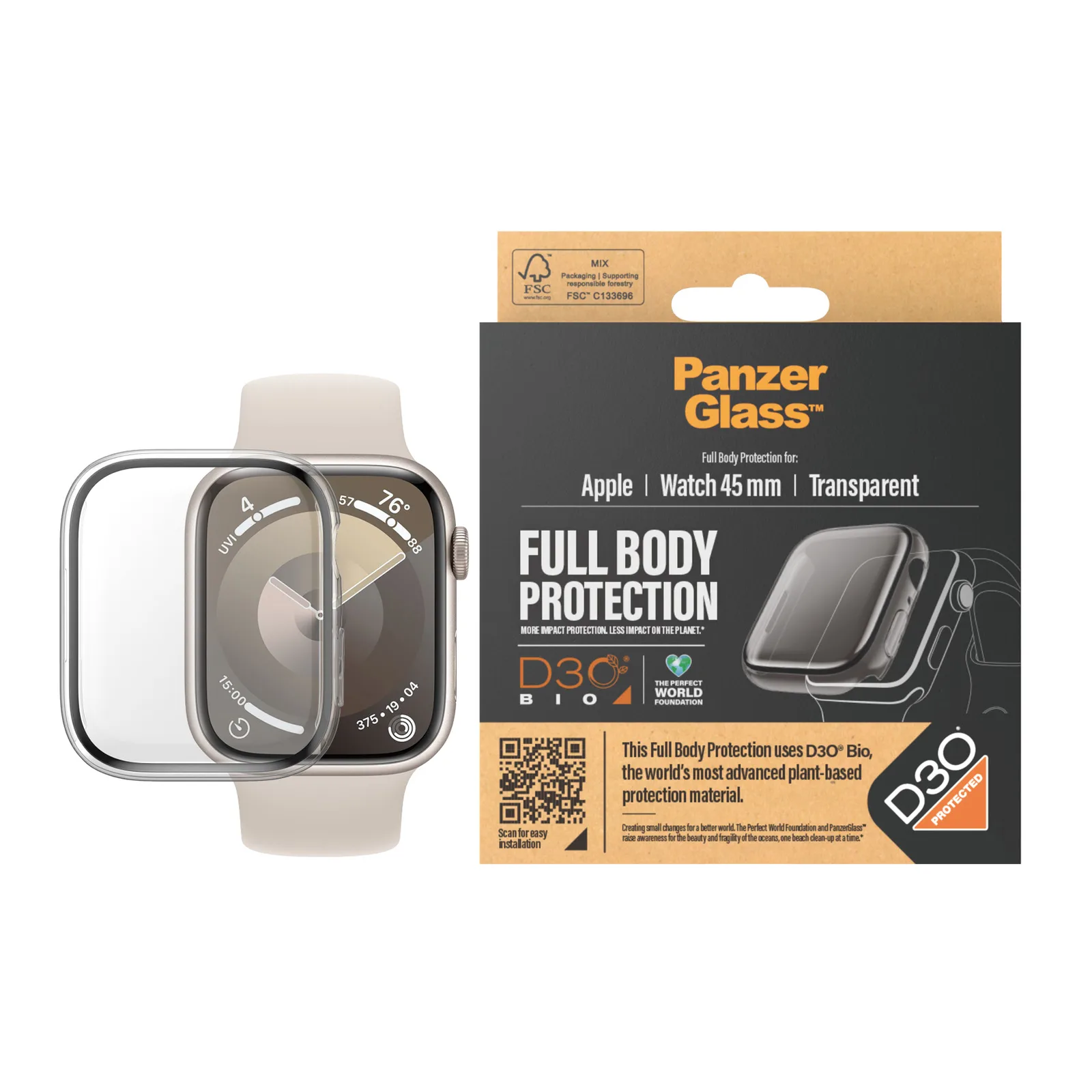 PanzerGlass® Full Body Transparent w. D3O® Apple Watch Series 9 | 45mm 3687 Thumbnail 3