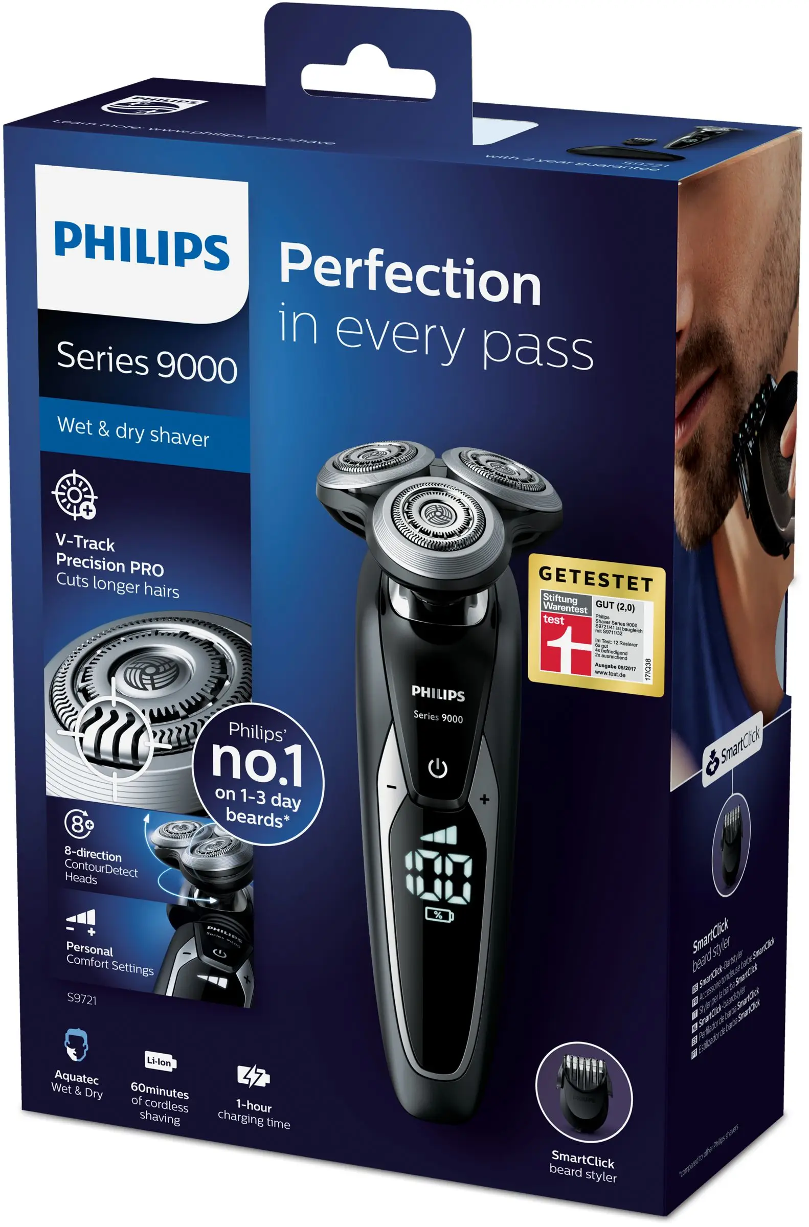 Philips Shaver series 9000 S9721/41 Islak/kuru tıraş için elektrikli tıraş makinesi Thumbnail 3