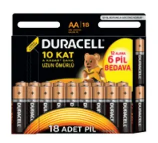Duracell AA, 18 5000394117556 Ev İçi Kullanım Bataryaları