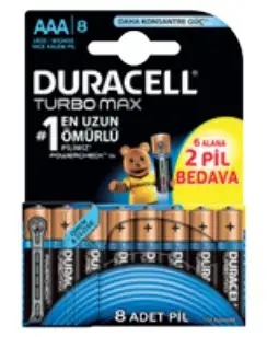 Duracell Turbo Max AAA, 8 5000394117617 Ev İçi Kullanım Bataryaları