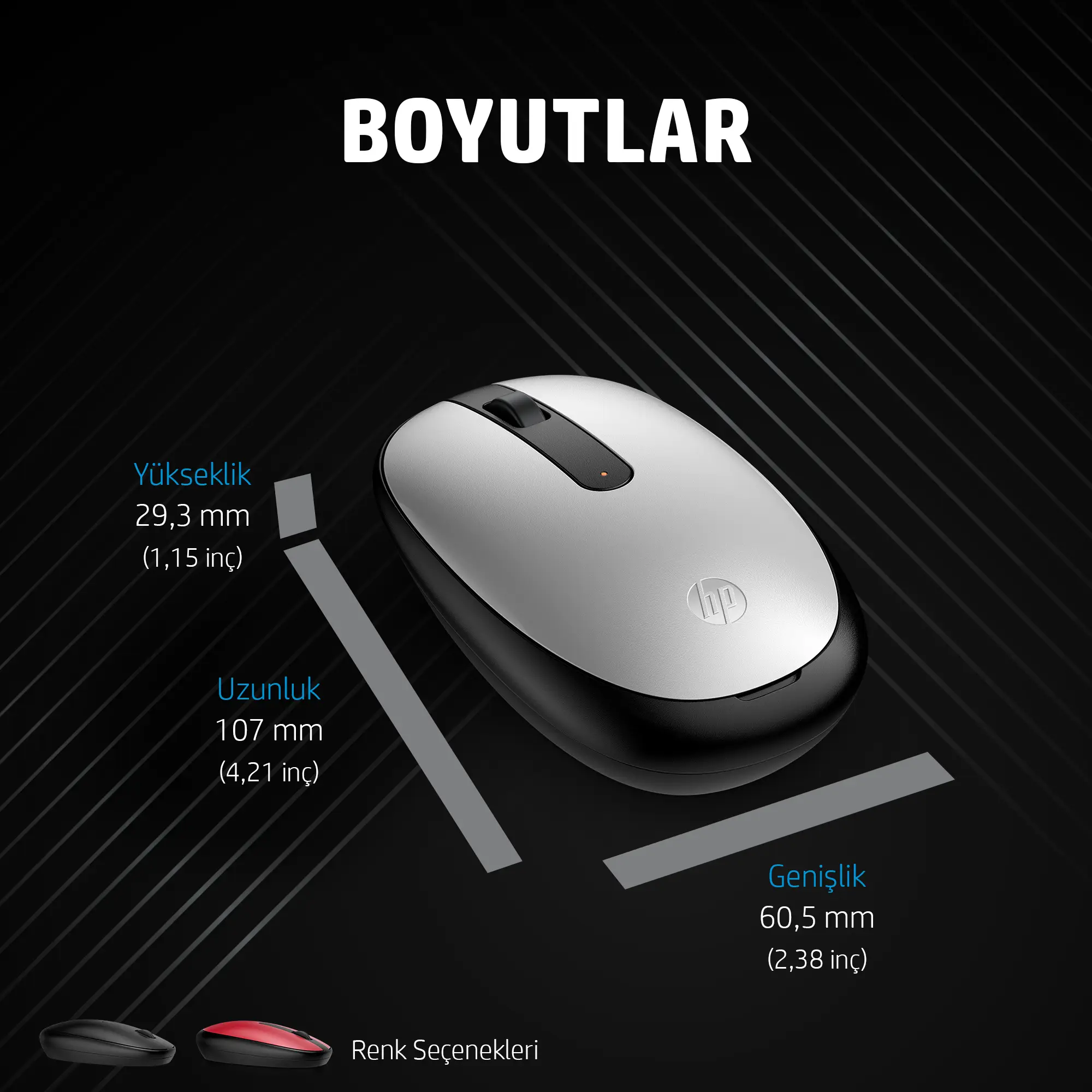 HP 240 Yeşil Gümüş Bluetooth 43N04AA#ABB 1600 DPI Kablosuz Mouse Thumbnail 7