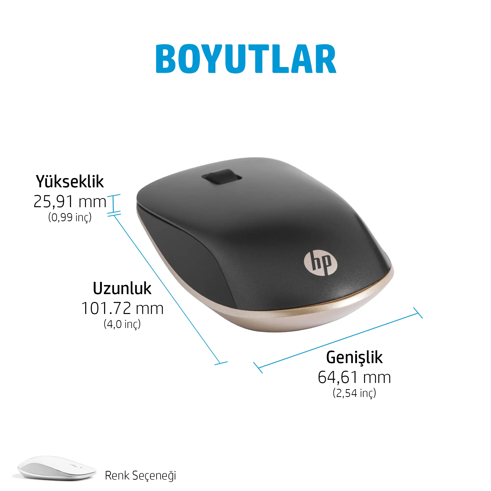 HP 410 Slim Gümüş Bluetooth 4M0X5AA#ABB 2000 DPI Kablosuz Mouse Thumbnail 7