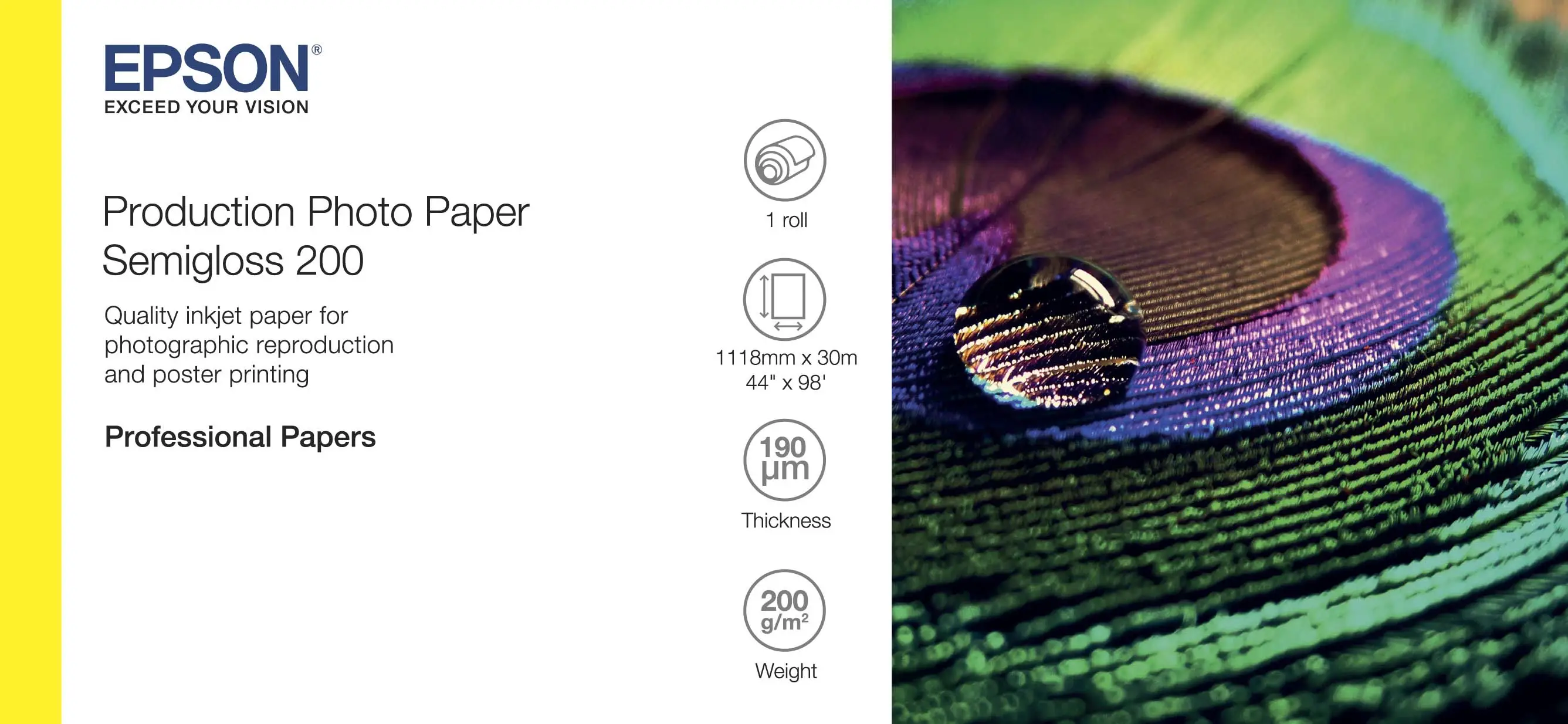 Epson Production Photo Paper Semigloss 200 44" x 30m C13S450378 Fotoğraf Kağıdı