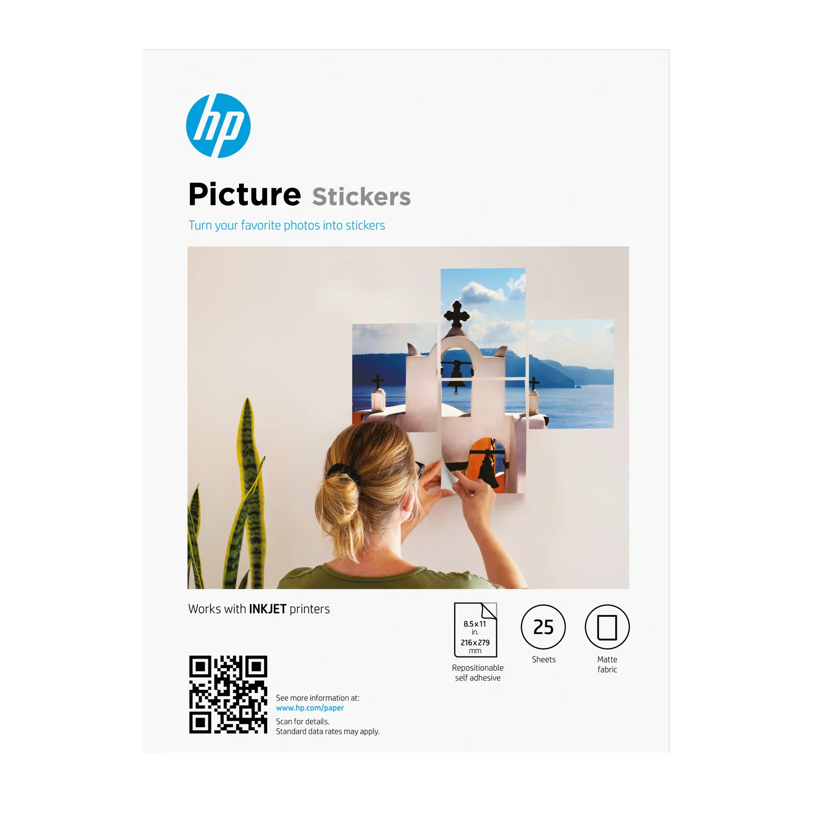 HP Picture Stickers 8.5 x 11 in. (216 x 279 mm) 25 sheets 8L1U9A Fotoğraf Kağıdı