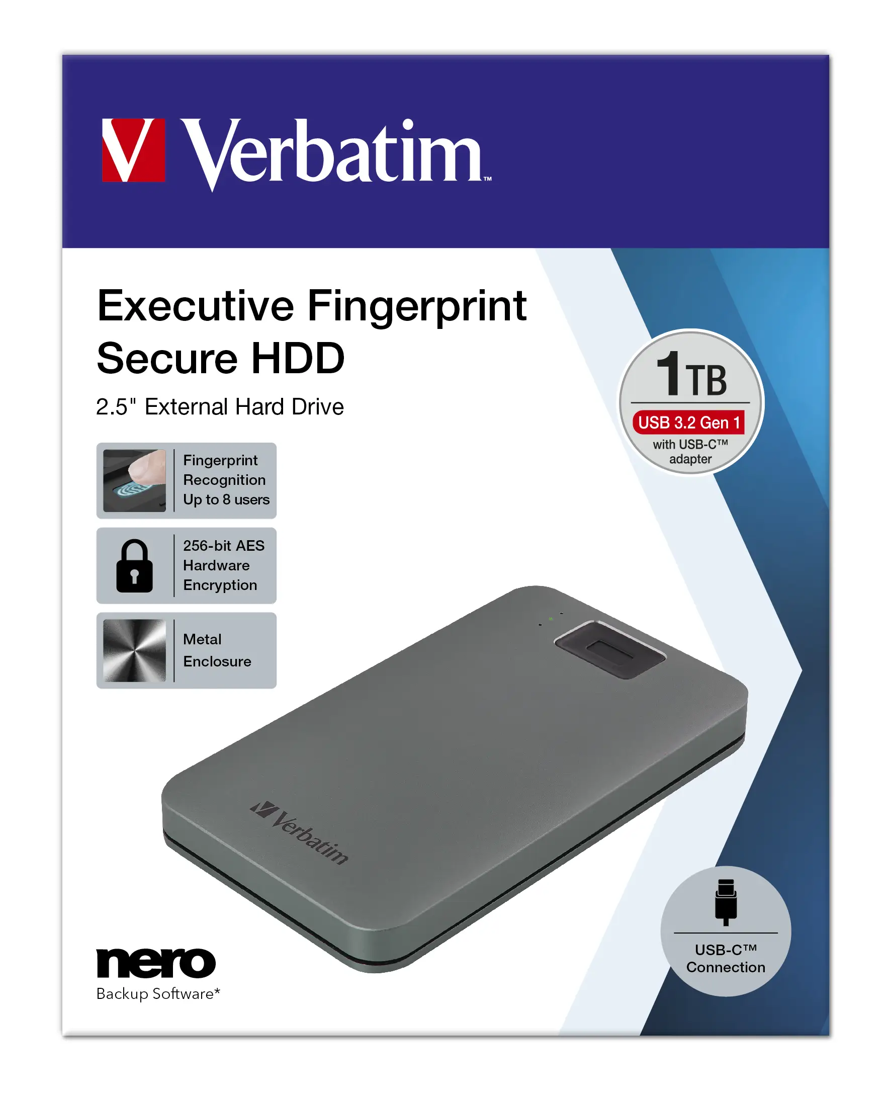 Verbatim 53652 1 TB 2.5" USB 3.2 5400 RPM Taşınabilir Harici Hard Disk Harici Sabit Diskle