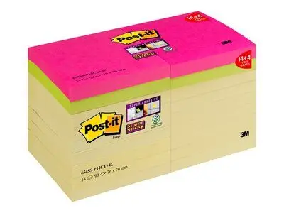 3M 654SS-P14CY+4C Kendinden Yapışkanlı Not Kağıdı