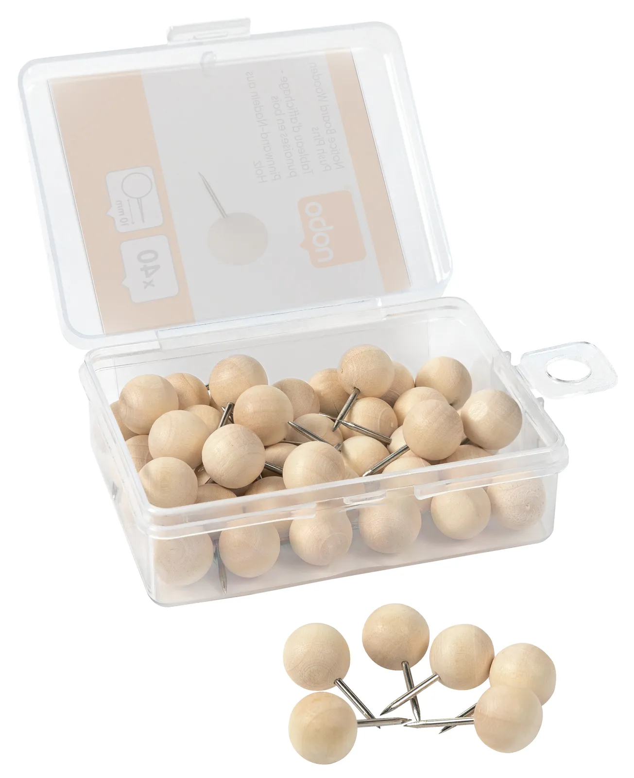 Nobo Notice Board Wooden Push Pins - 40pcs 1915709 Kırtasiye Raptiyeleri
