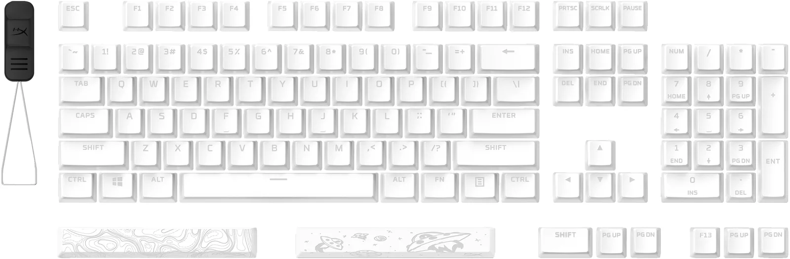 HyperX Pudding Keycaps 2 - Full Key Set - PBT - White (US Layout) 7G8K2AA Thumbnail 0
