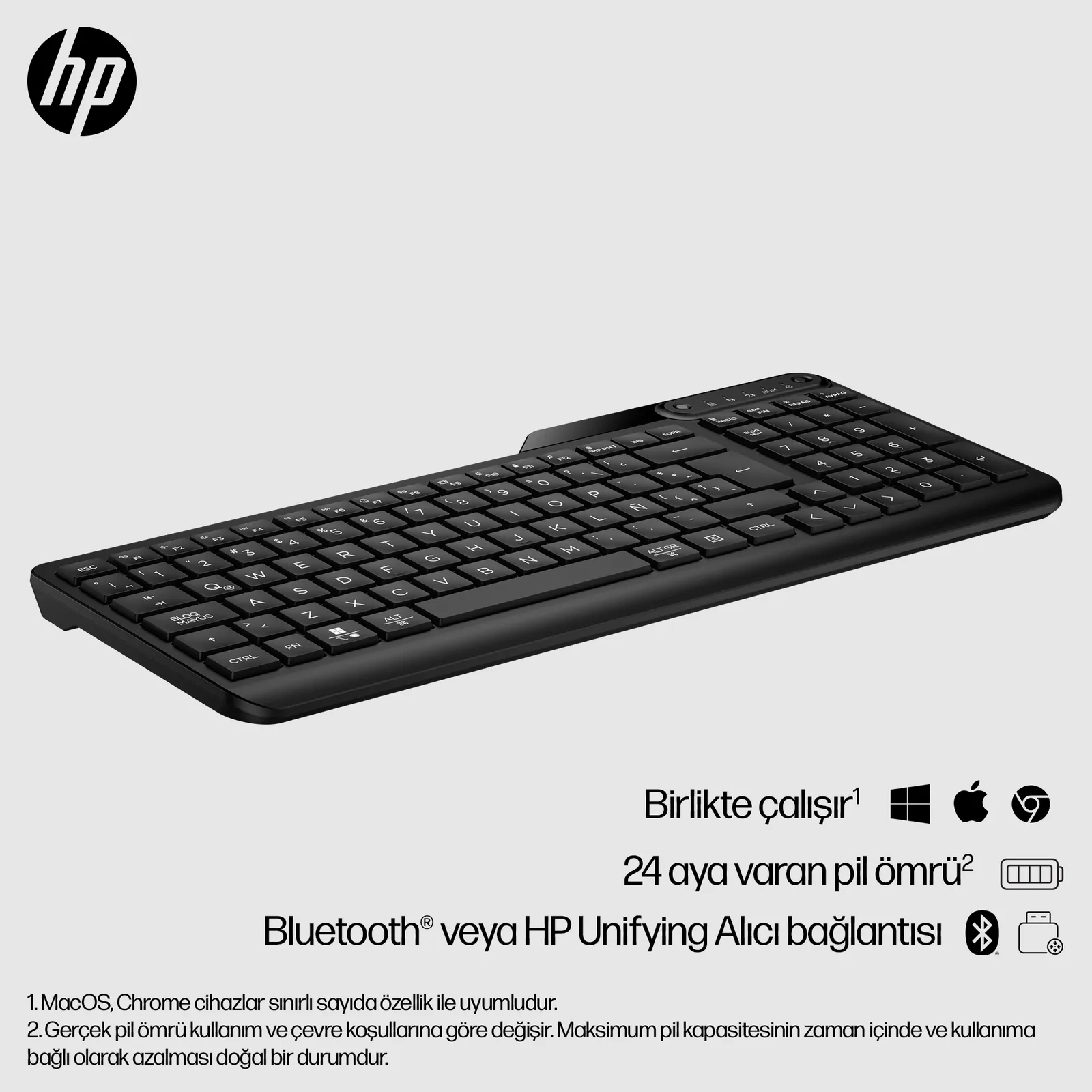 HP 475 Dual-Mode Wireless Keyboard 7N7B9UT Klavye Thumbnail 8