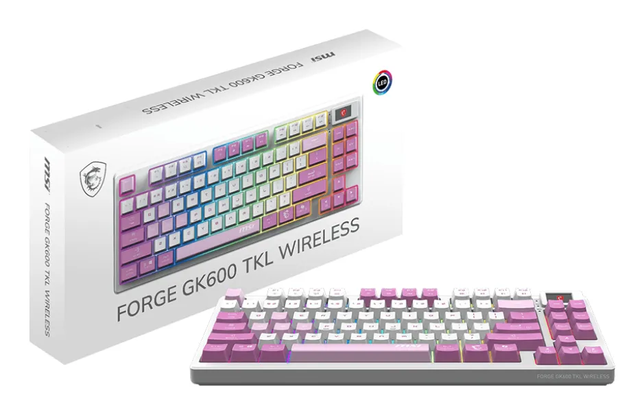 MSI FORGE GK600 TKL WIRELESS VIOLET Mekanik RGB Oyuncu Klavyesi Thumbnail 8
