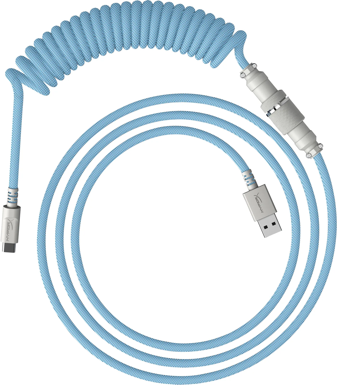 HyperX USB-C Spiral Kablo Açık Mavi-Beyaz 6J680AA Klavye/Fare Kabloları
