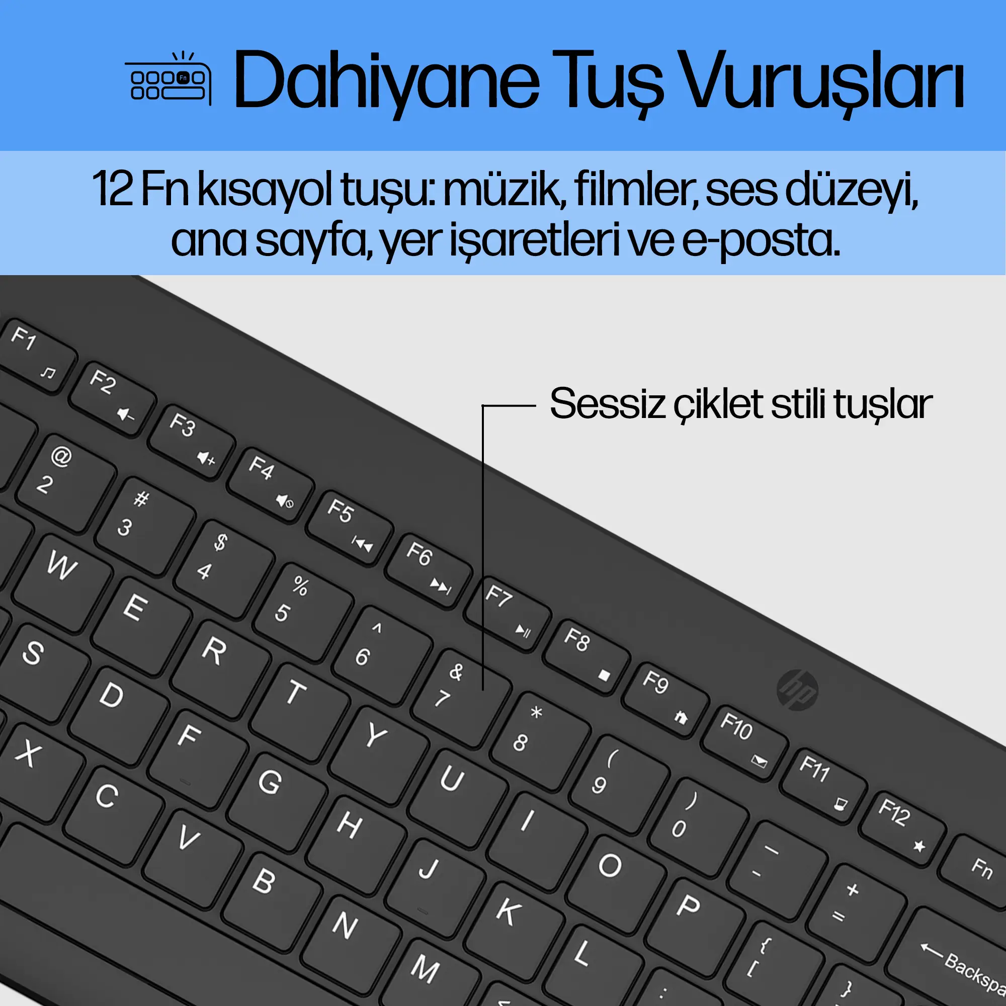 HP 330 2V9E6AA Kablosuz Klavye & Mouse Seti Thumbnail 3