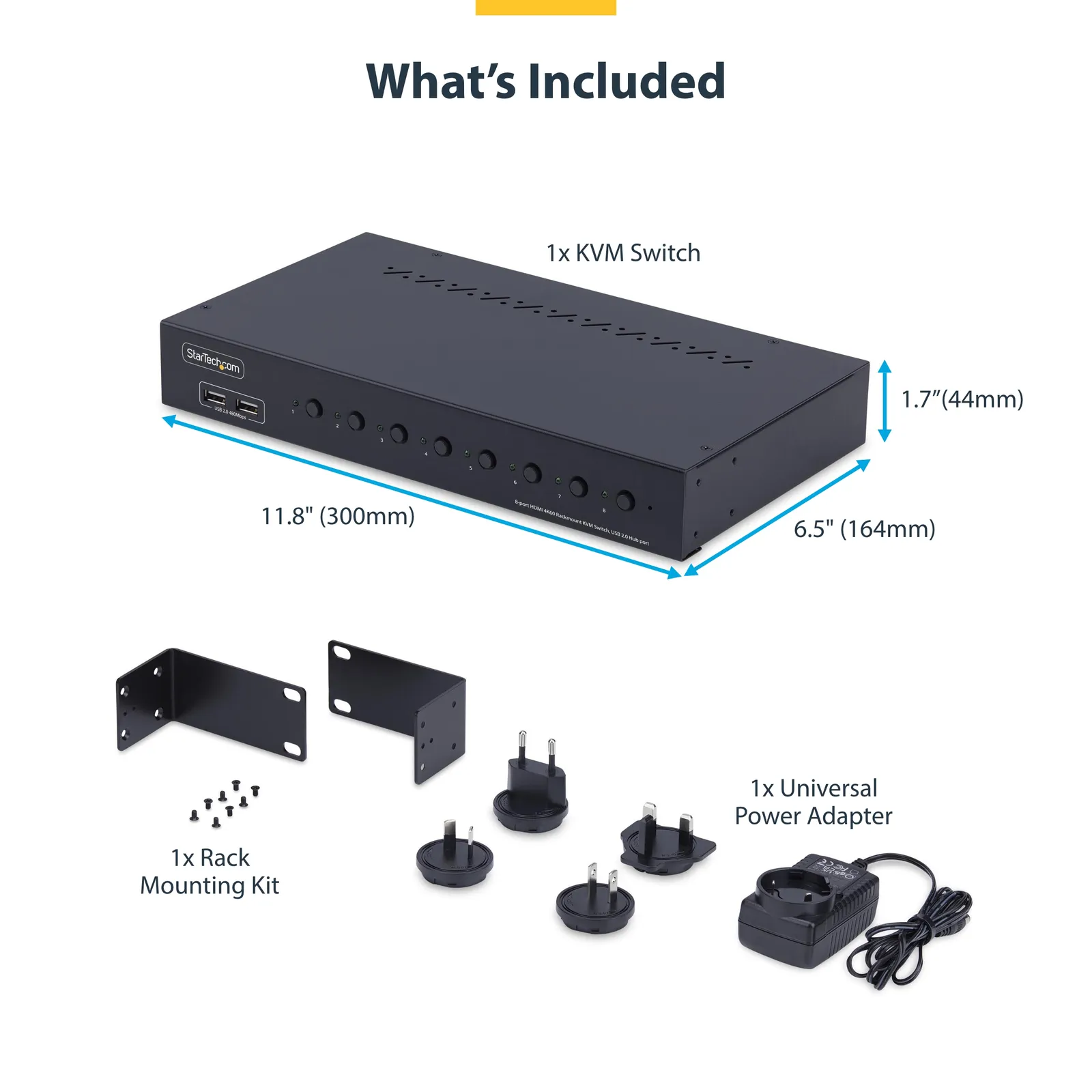 StarTech.com 8-Port HDMI KVM Switch with 1U Rack Mount Kit, 4K 60Hz HDMI 2.0, Push-Button & Hotkey Switching, 4-Port USB Hub, OS Independent, TAA Compliant R8AH202-KVM-SWITCH Thumbnail 7