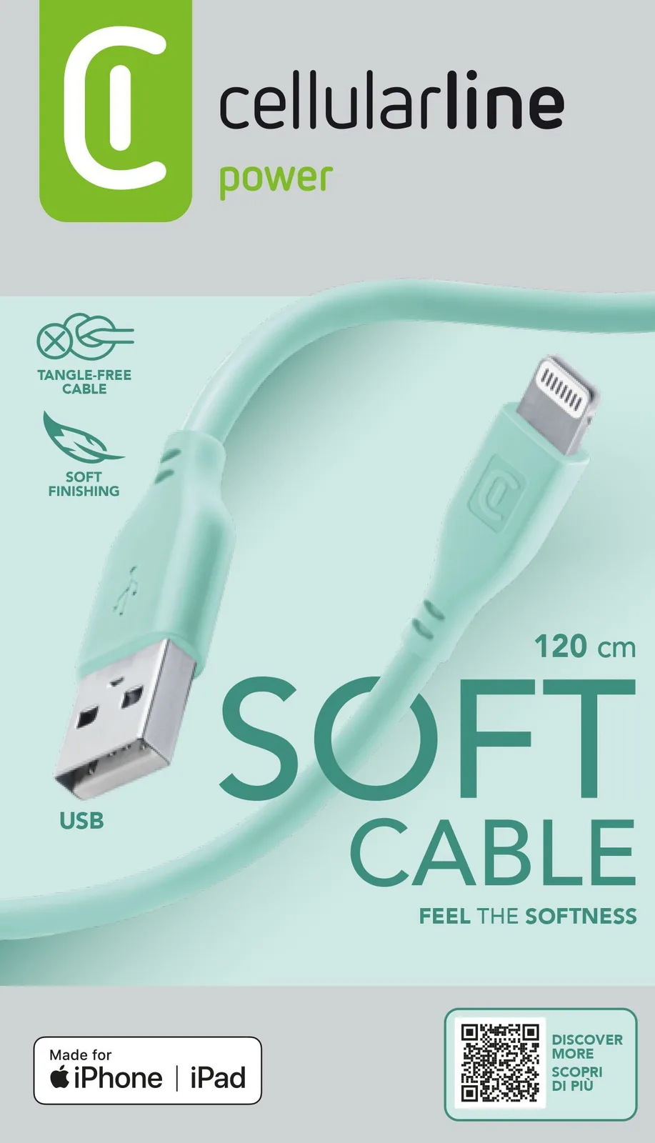 Cellularline 8018080430725 USBDATASOFTMFIG Lightning Kabloları
