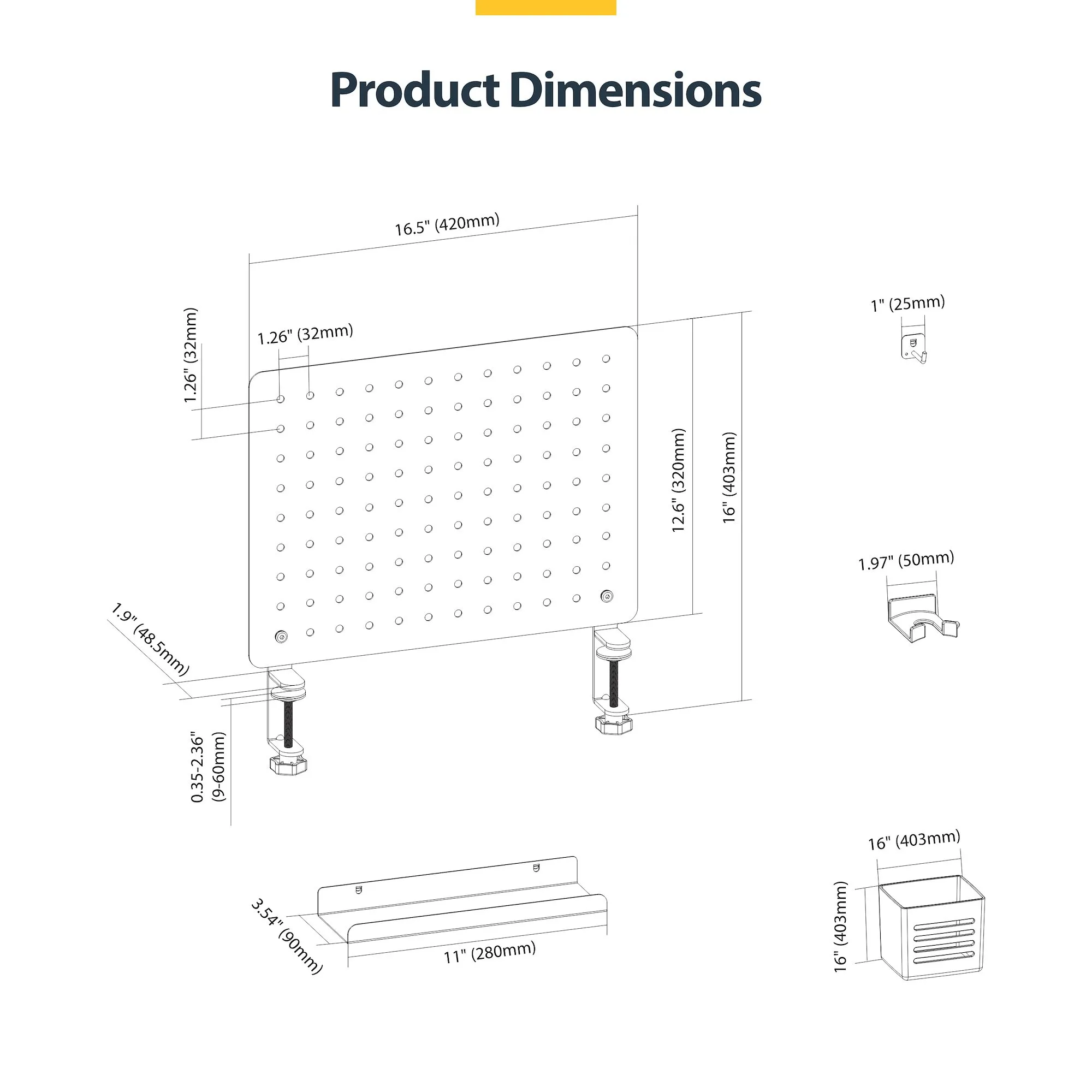 StarTech.com 1612B-DESK-PEGBOARD Thumbnail 1