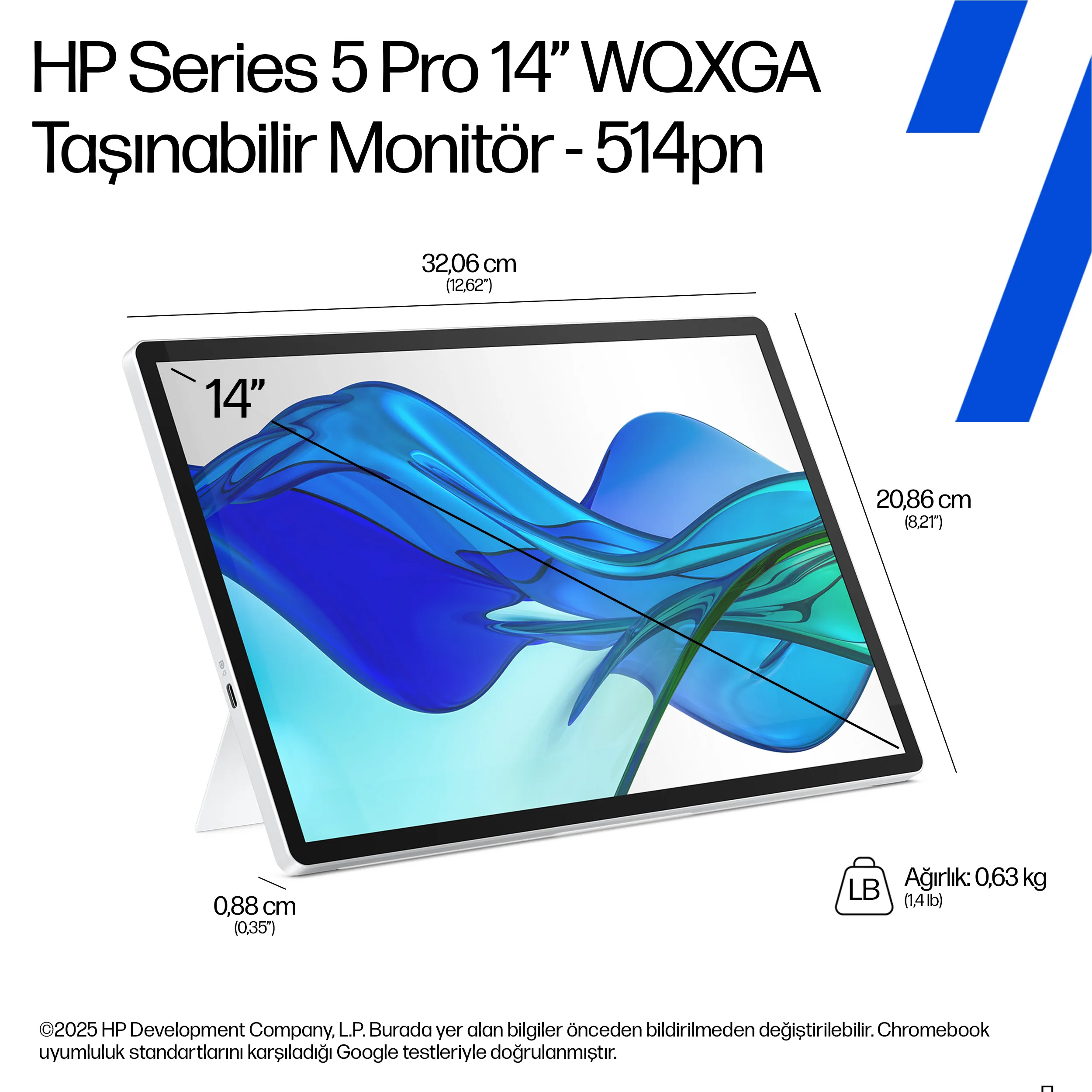 Series 5 Pro 14 inç WQXGA Taşınabilir Monitör - 514pn B88JWAA#ABA Thumbnail 7