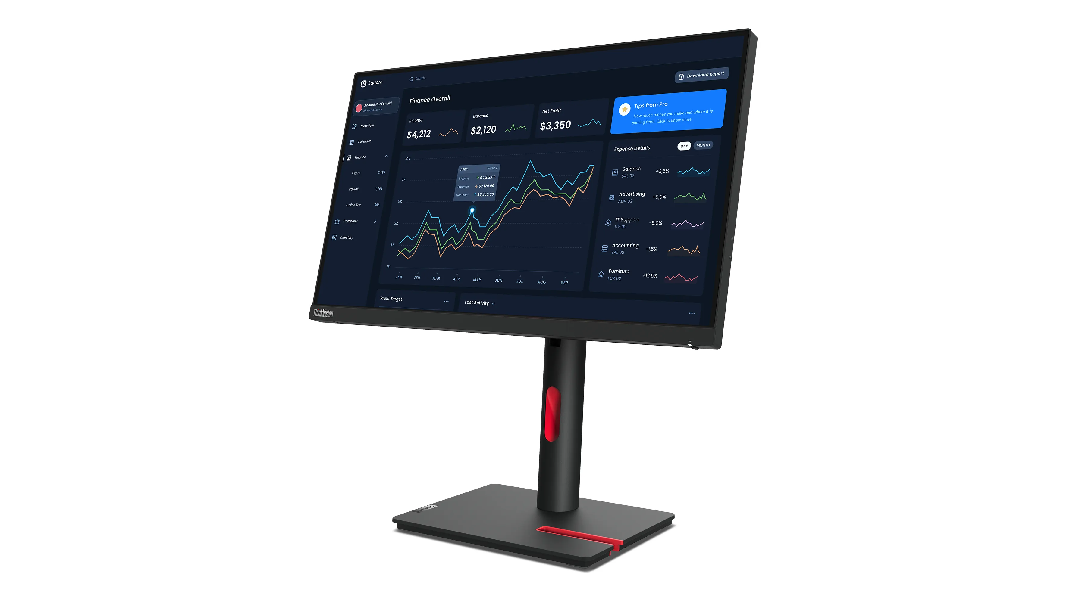 ThinkVision T22i-30 Monitör 63B0MAR6UZ Thumbnail 6