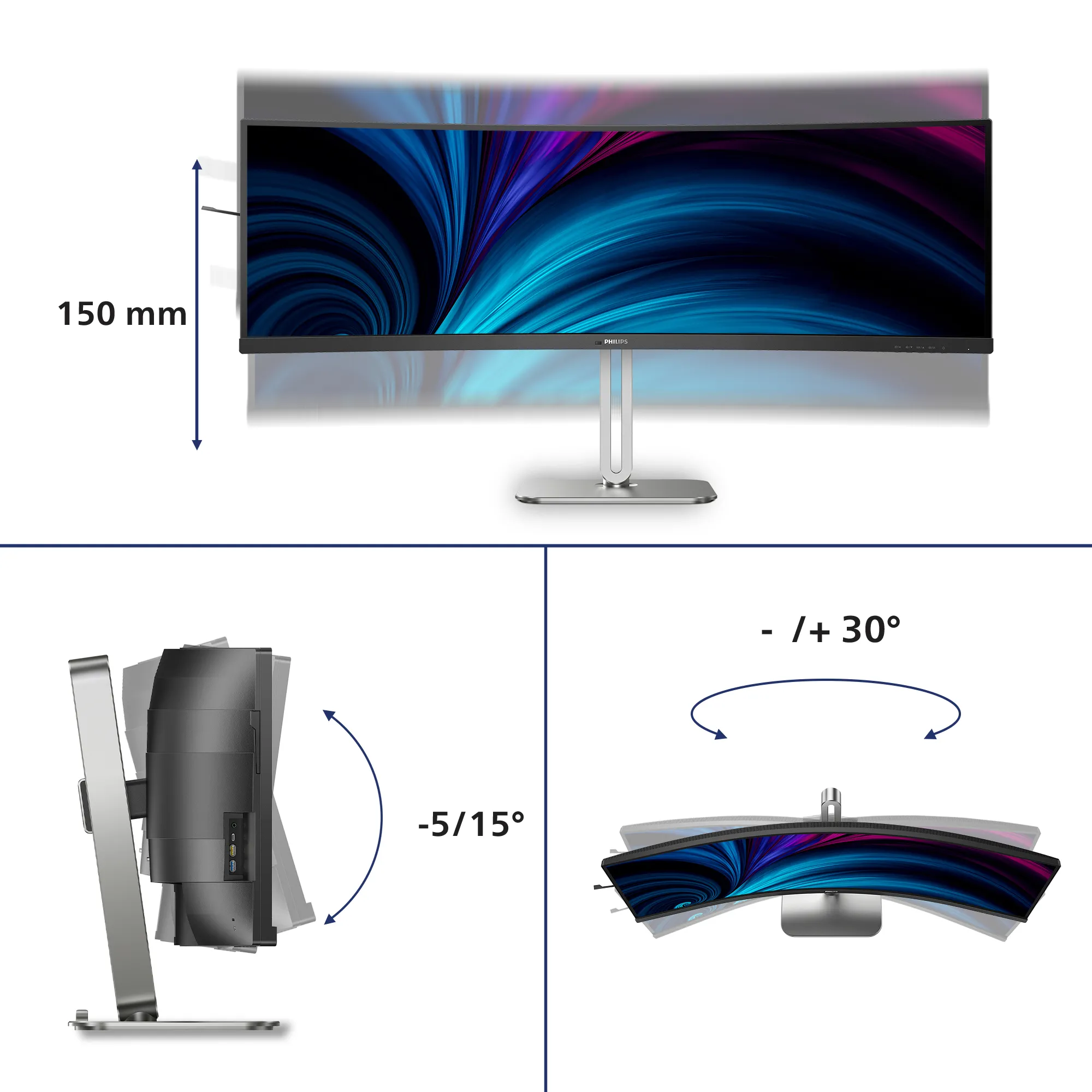 Philips 49B2U5900C/67 48.8 inç 75Hz Kavisli Monitör Thumbnail 4