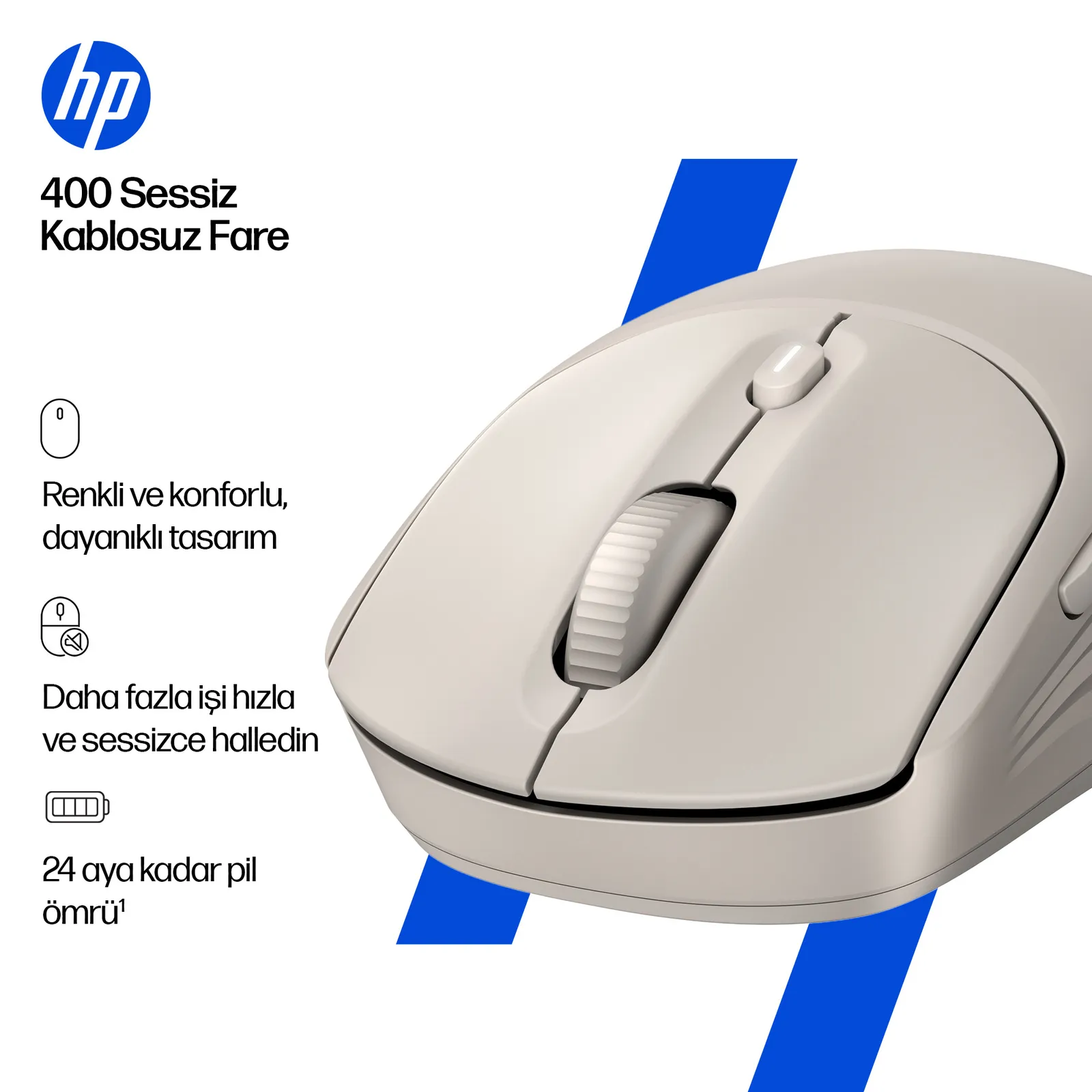 HP 400 Sessiz AZ7B2AA 6000 DPI Bluetooth Kablosuz Mouse Thumbnail 3