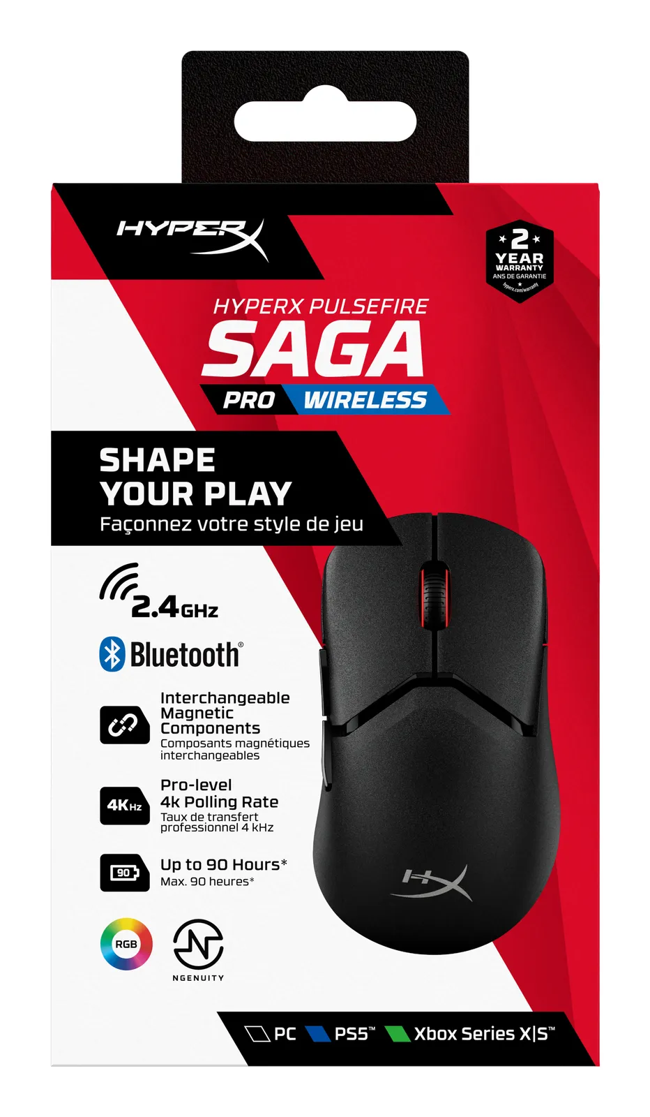 HyperX Pulsefire Saga Pro Kablosuz Oyun Faresi (Siyah) A2PB2AA 3200 DPI Bluetooth Oyuncu Mouse
