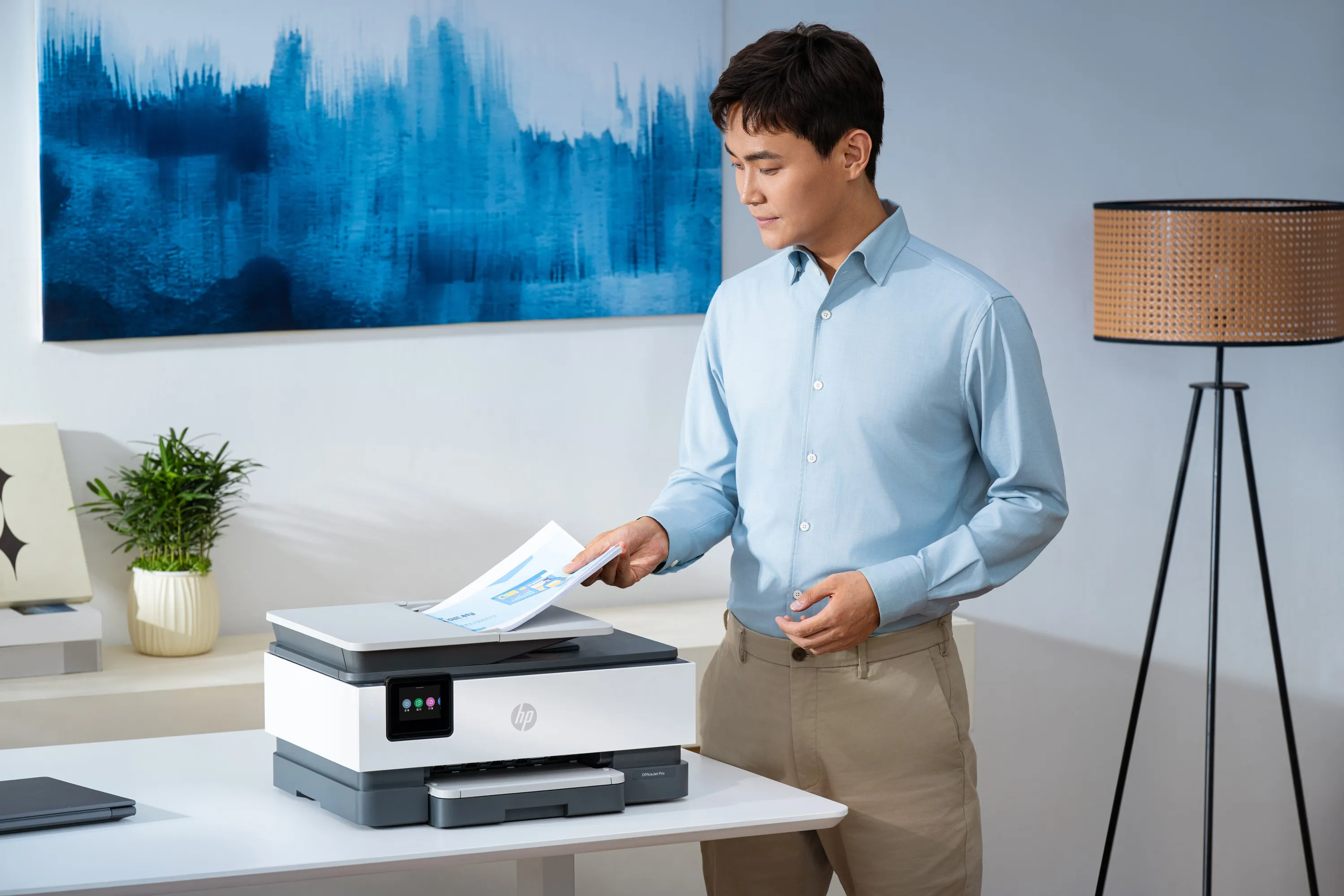 HP OfficeJet Pro Kablosuz Renkli Instant Ink Çift taraflı baskı C2VJ4A Mürekkep Püskürtmeli Çok Fonksiyonlu Yazıcı Thumbnail 5