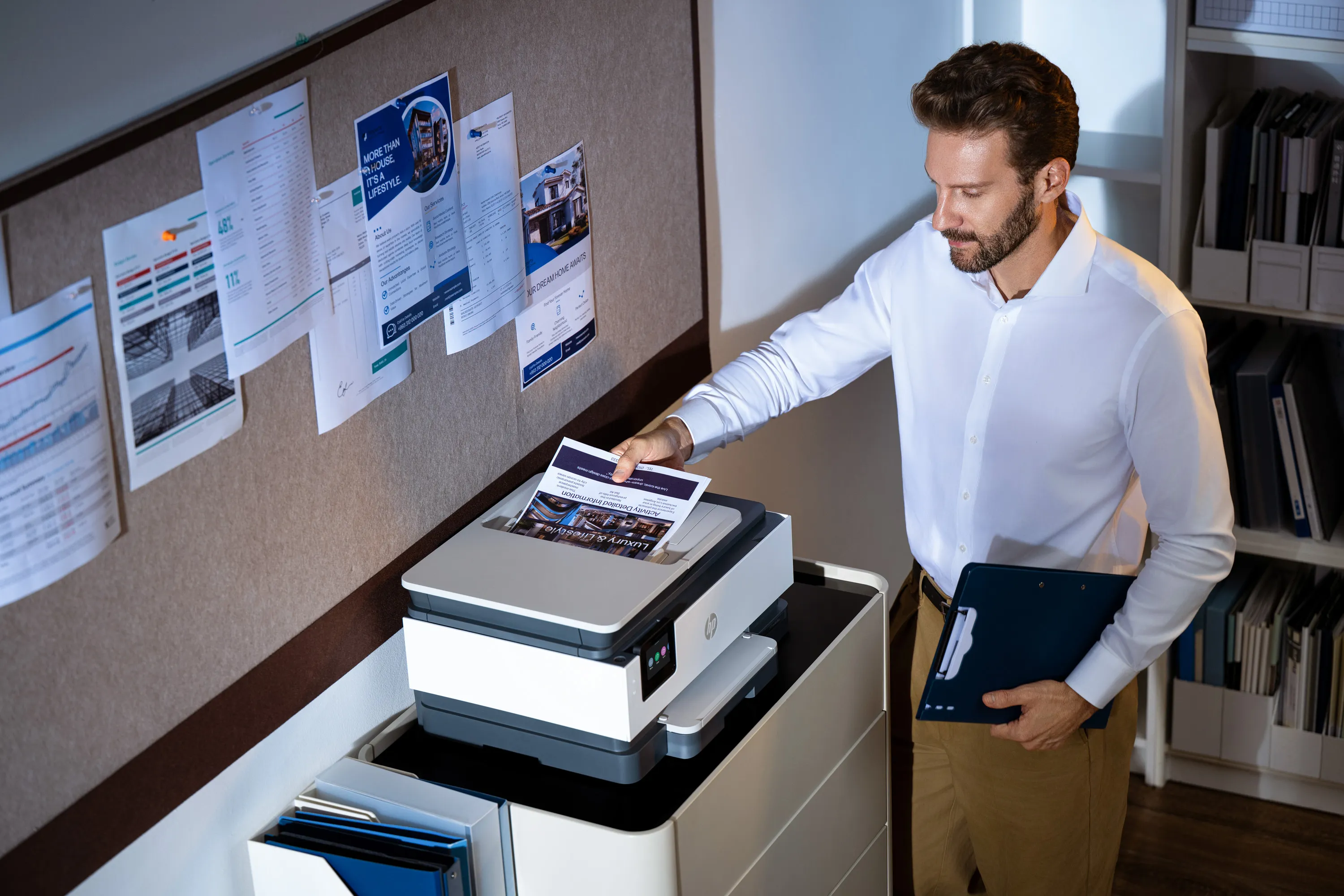 HP OfficeJet Pro Kablosuz Renkli Instant Ink Çift taraflı baskı C2VJ4A Mürekkep Püskürtmeli Çok Fonksiyonlu Yazıcı Thumbnail 7