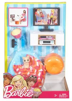 Barbie Movie Night and Kitten Playset DVX46 Oyuncak Bebek Aksesuarları