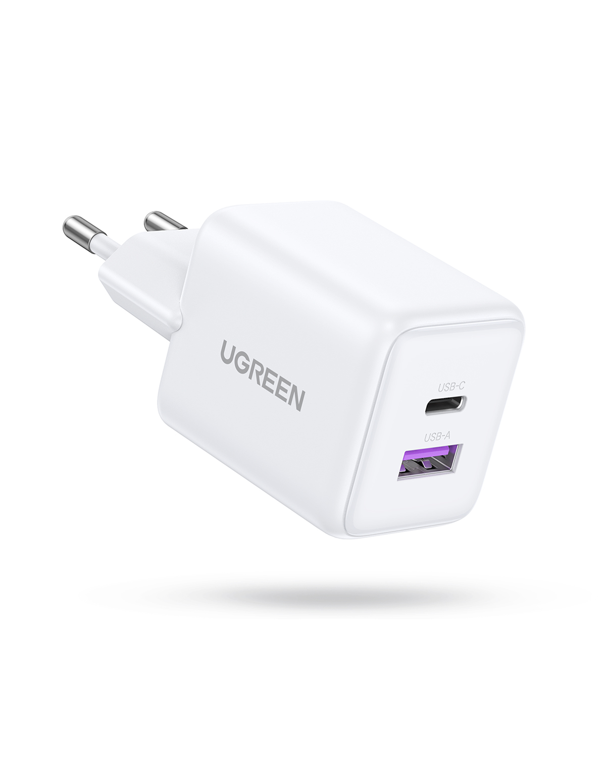 UGREEN 30W GaN Hızlı Şarj Cihazı 2 Portlu, 1xUSB-A, 1xUSB-C, Beyaz, 65015 PDA/Mobil Telefon Şarj Aletleri