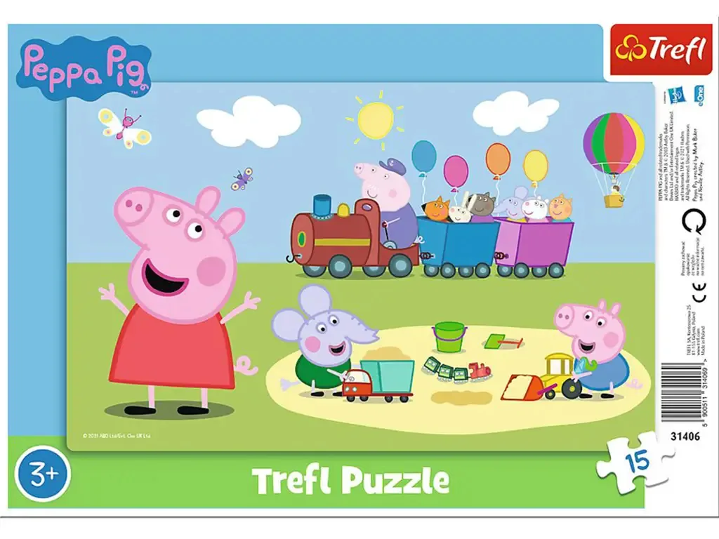 Trefl Peppa Pig Happy Train 31406 15 Parça Puzzle Yapboz Öğrenme Oyuncakları