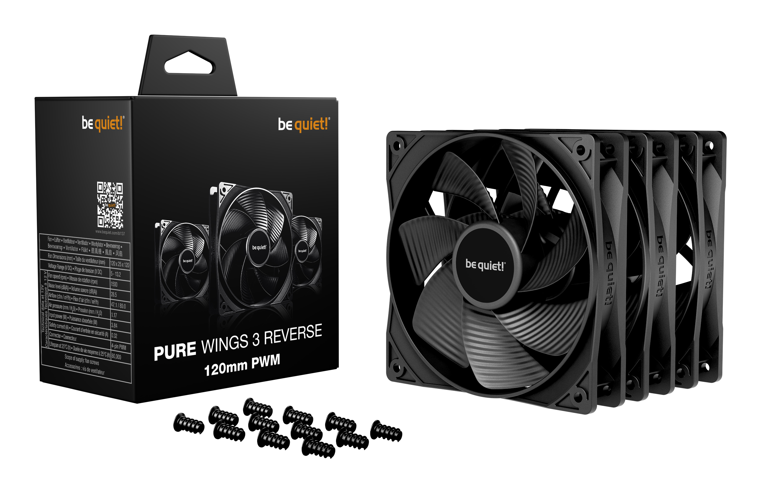 be quiet! Pure Wings 3 120mm | PWM Reverse Triple-Pack BL137 Thumbnail 4