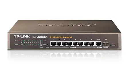 TP-Link 8-Port 10/100Mbps + 2-Port Gigabit Web Smart Switch TL-SL2210WEB