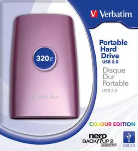Verbatim 2.5'' Portable HDD USB 2.0 320GB, Pink 47586 320 GB 2.5" 5400 RPM Taşınabilir Harici Hard Disk Taşınabilir Disk