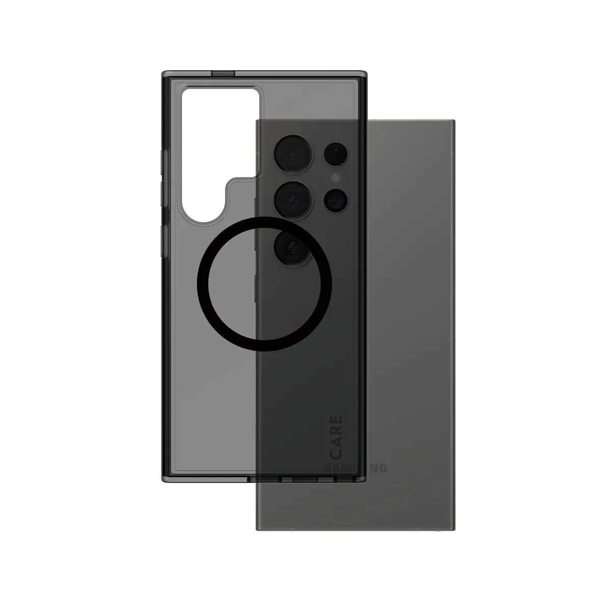 PanzerGlass CARE™ by PanzerGlass® Smokey Case w. Black Qi Compatible Samsung Galaxy S24 Ultra 1158 Telefon Aksesu