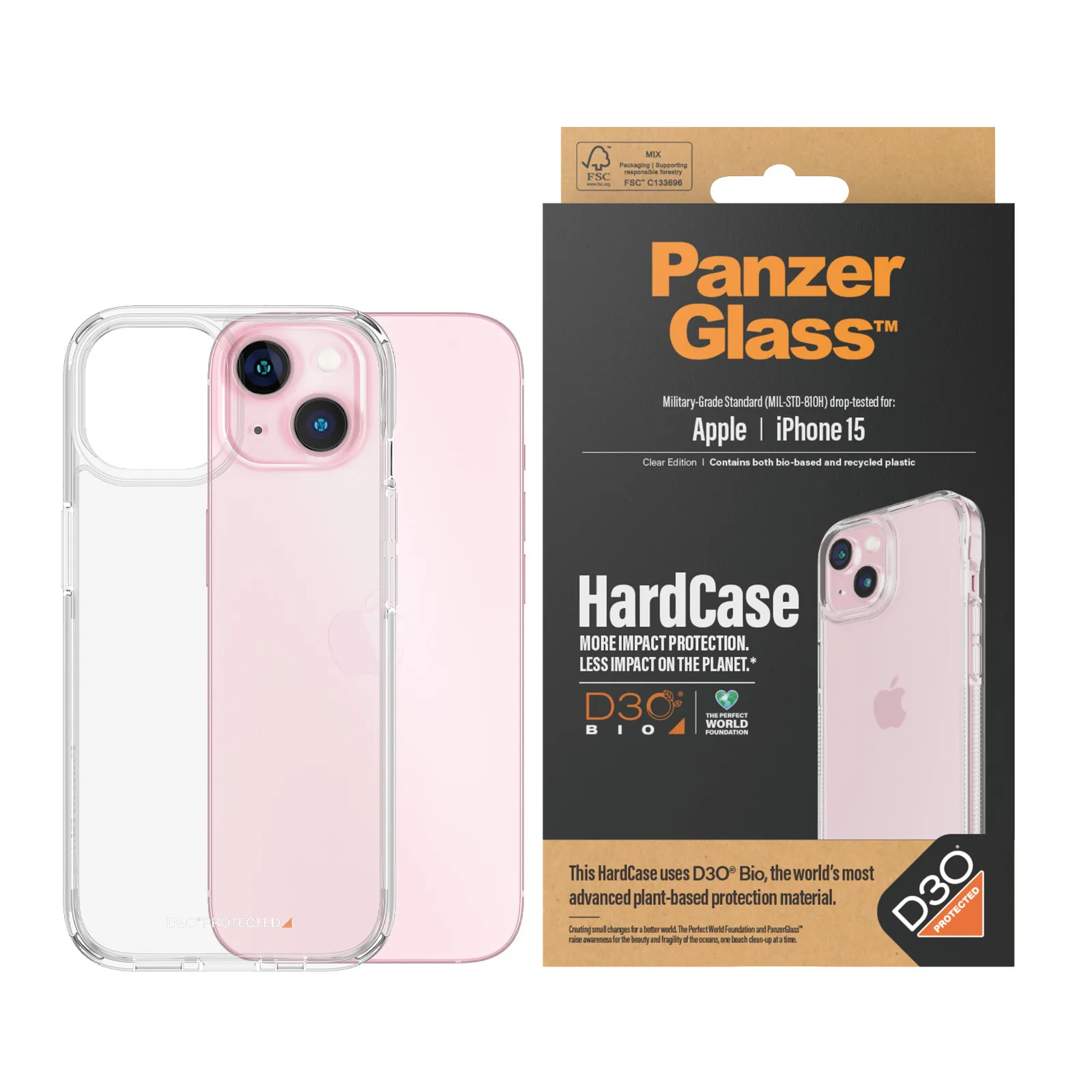 PanzerGlass® HardCase Transparent w. D3O® iPhone 15 1172 Thumbnail 1