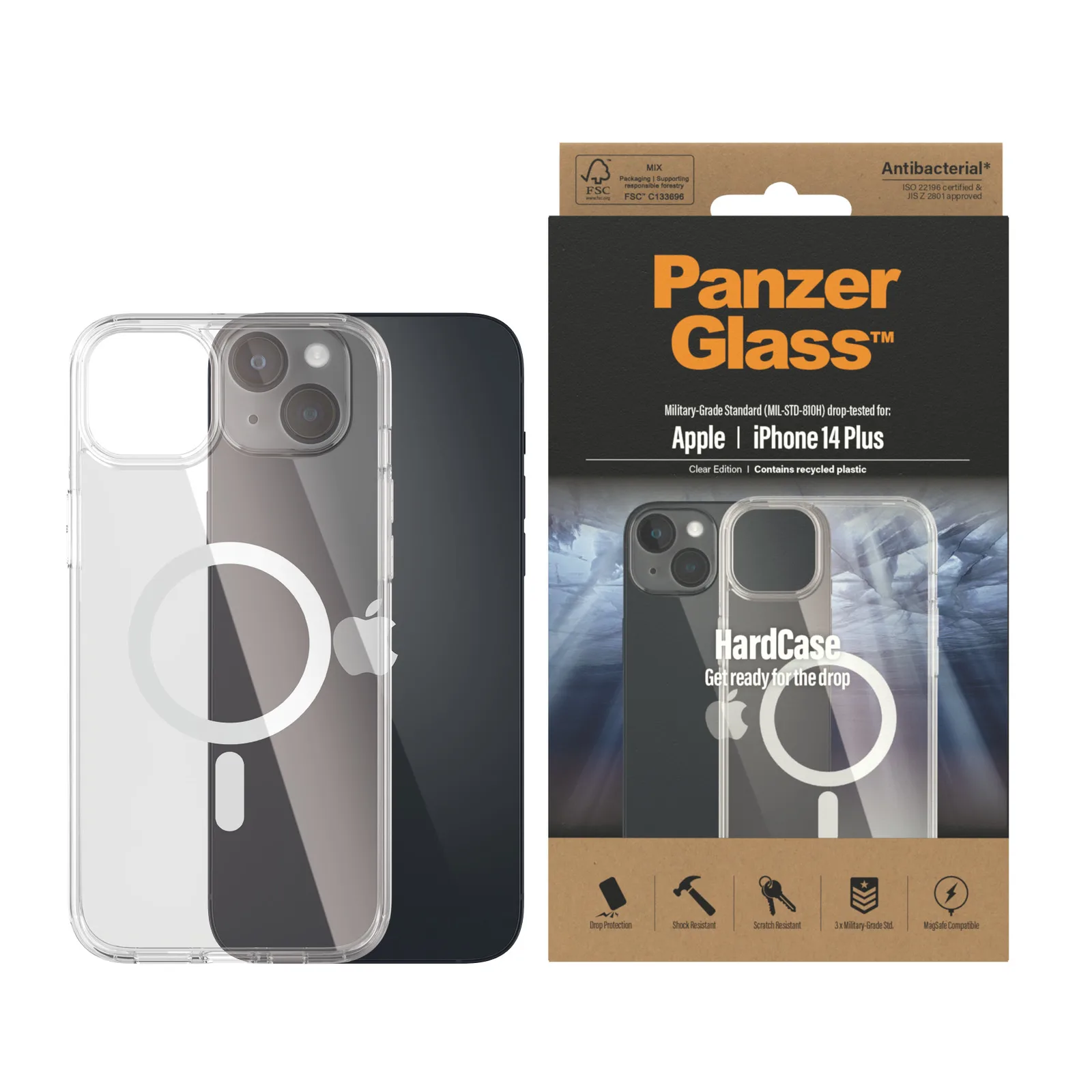PanzerGlass® HardCase Transparent w. White MagSafe iPhone 14 Plus 0411 Thumbnail 1