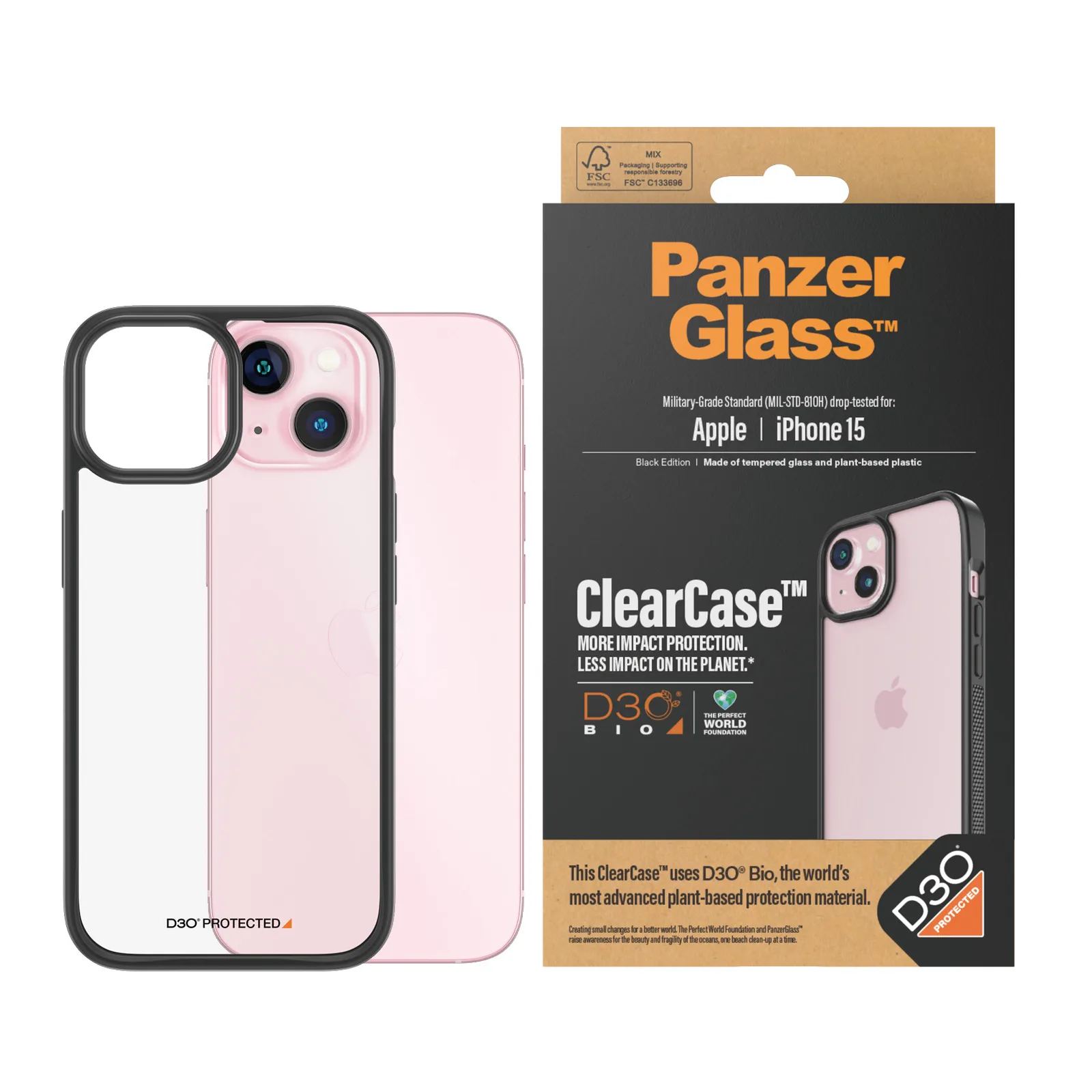 PanzerGlass® ClearCase Transparent & D3O® iPhone 15 1176 Thumbnail 1