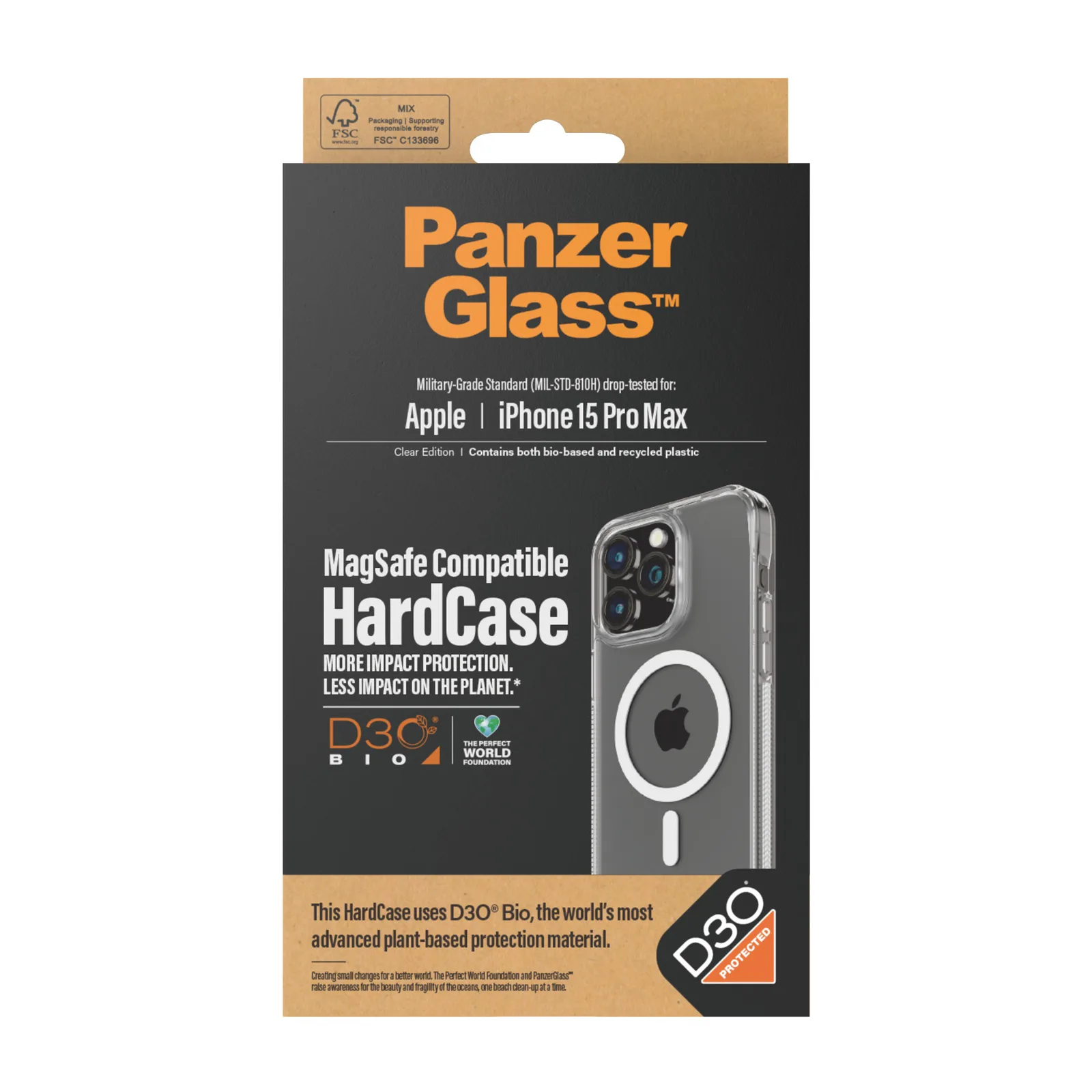 PanzerGlass® HardCase Transparent w. White MagSafe & D3O® iPhone 15 Pro Max 1183 Thumbnail 3