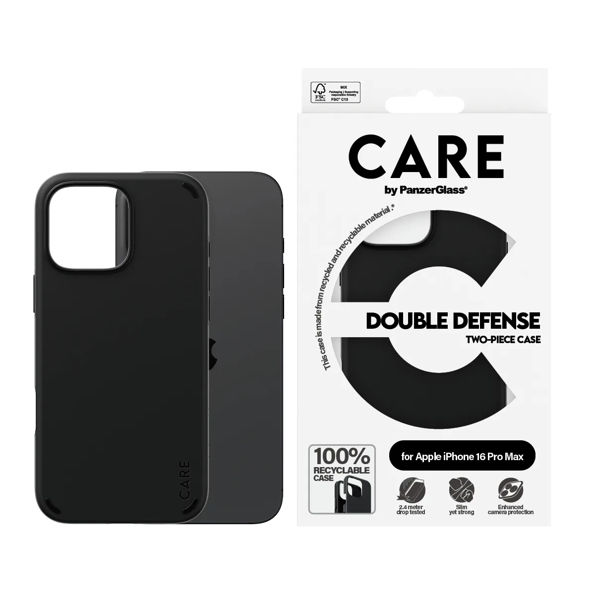 PanzerGlass CARE™ by PanzerGlass® Double Defense Case Black iPhone 16 Pro Max 1336 Thumbnail 1