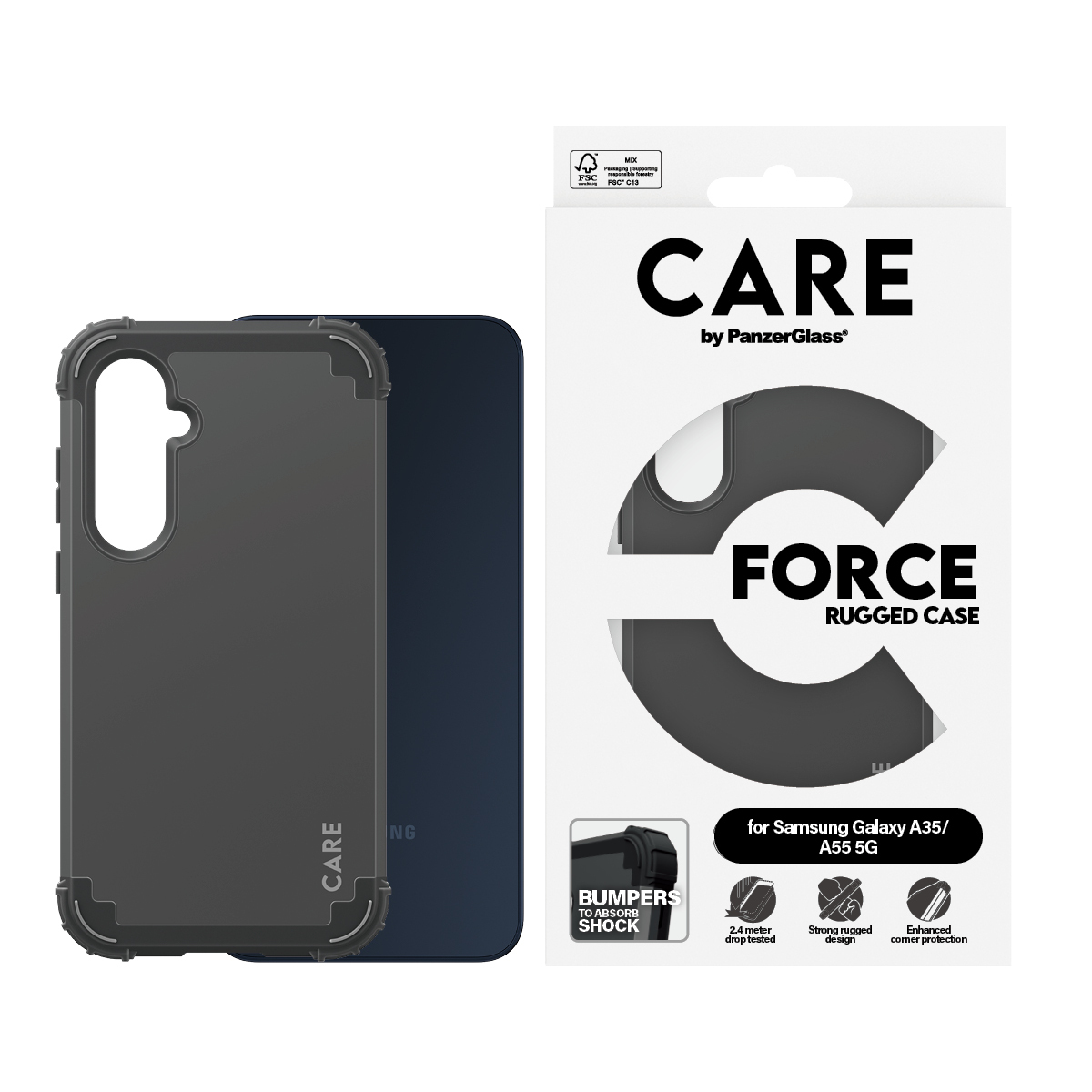 PanzerGlass CARE™ by PanzerGlass® Case Black FORCE Samsung Galaxy A35 5G 1985 Thumbnail 2